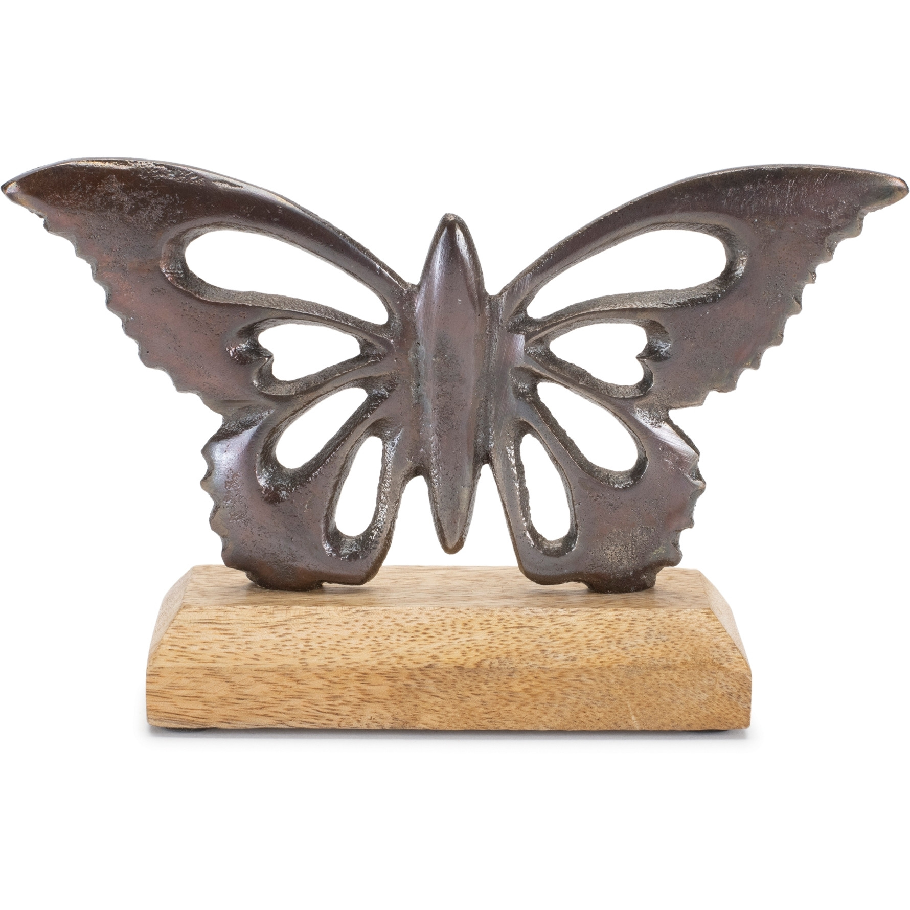 Metal Butterfly on Wood Base (Set of 2)