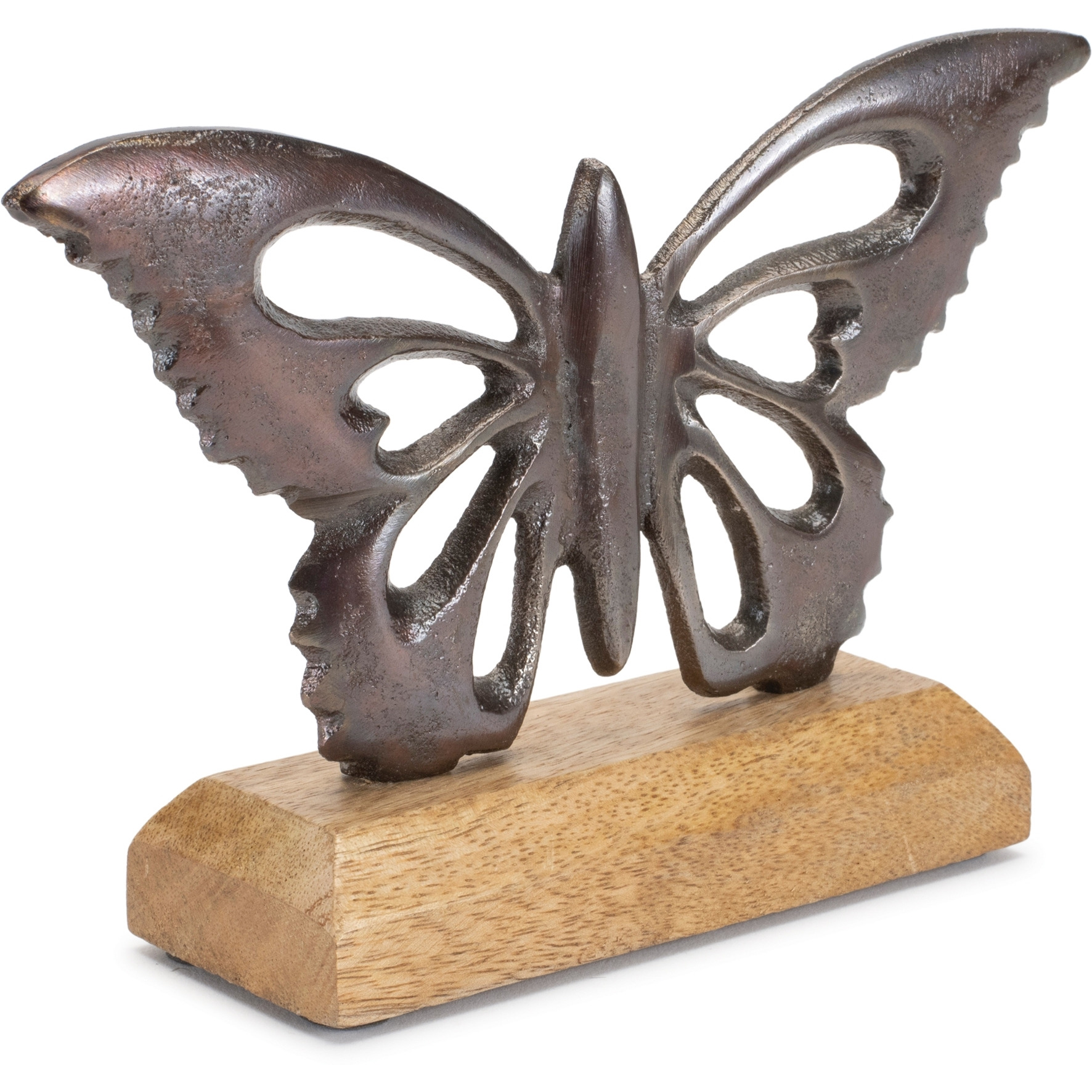 Metal Butterfly on Wood Base (Set of 2)