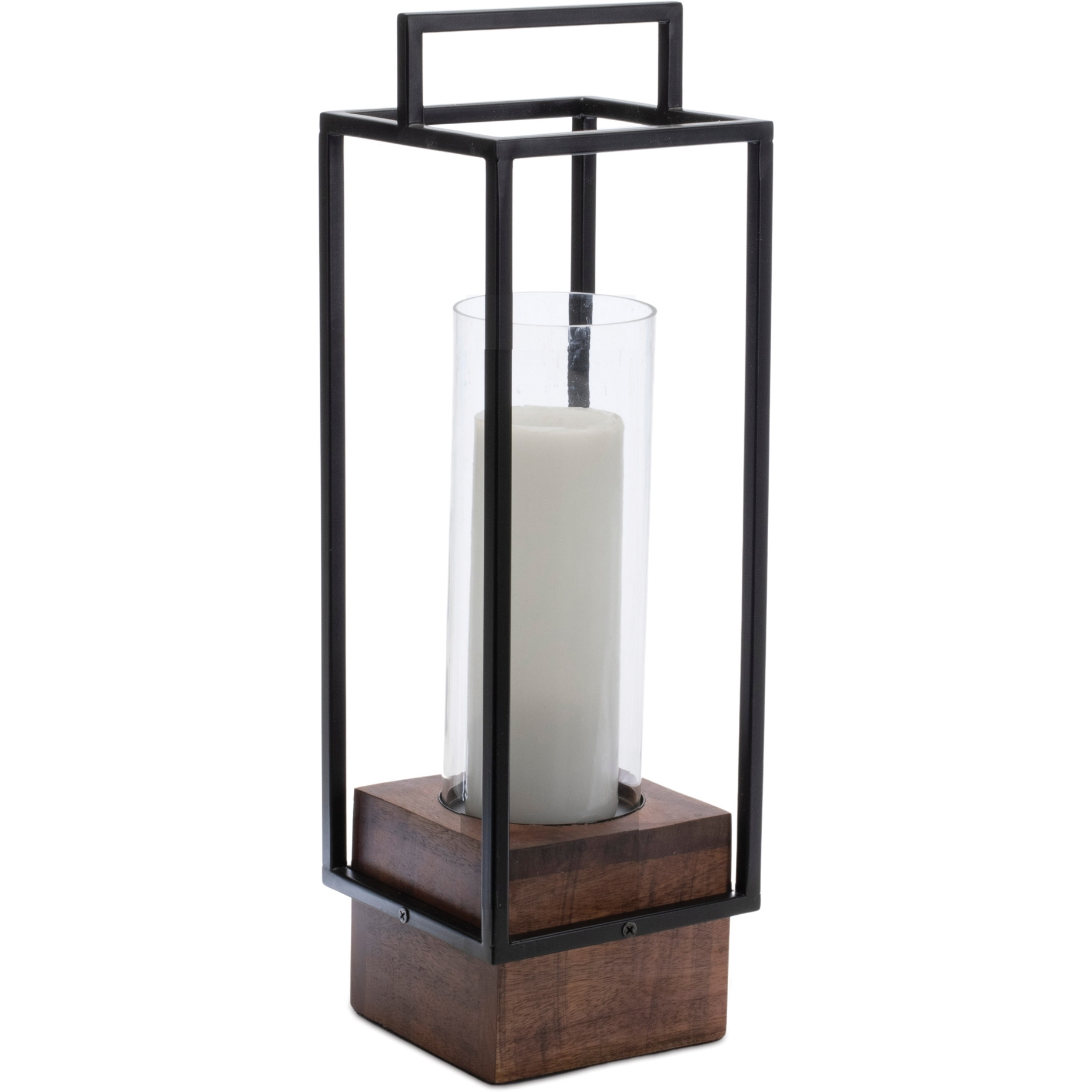 Wood Candle Holder with Iron Frame 20&quotH
