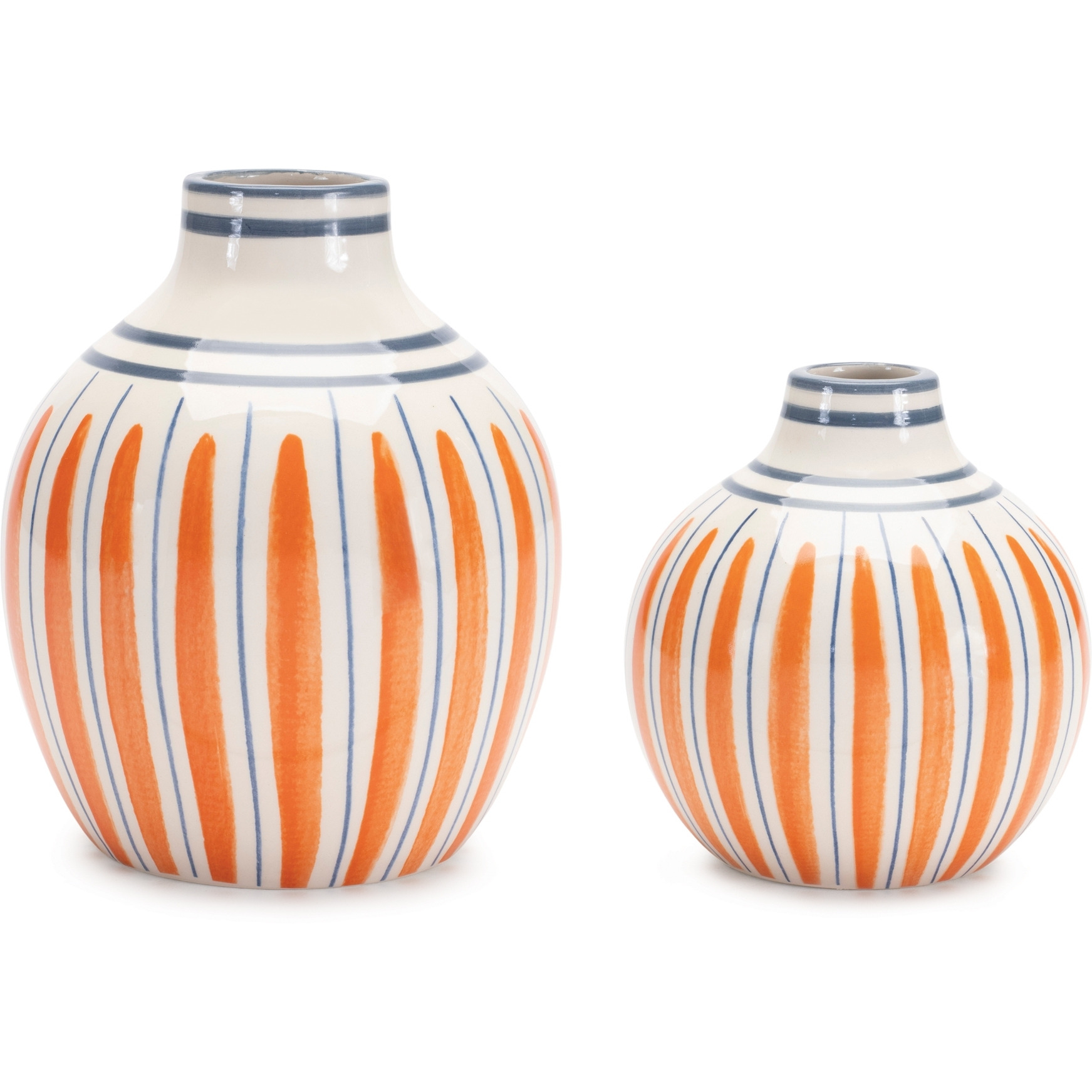 Multi-Striped Stone Vase (Set of 2)