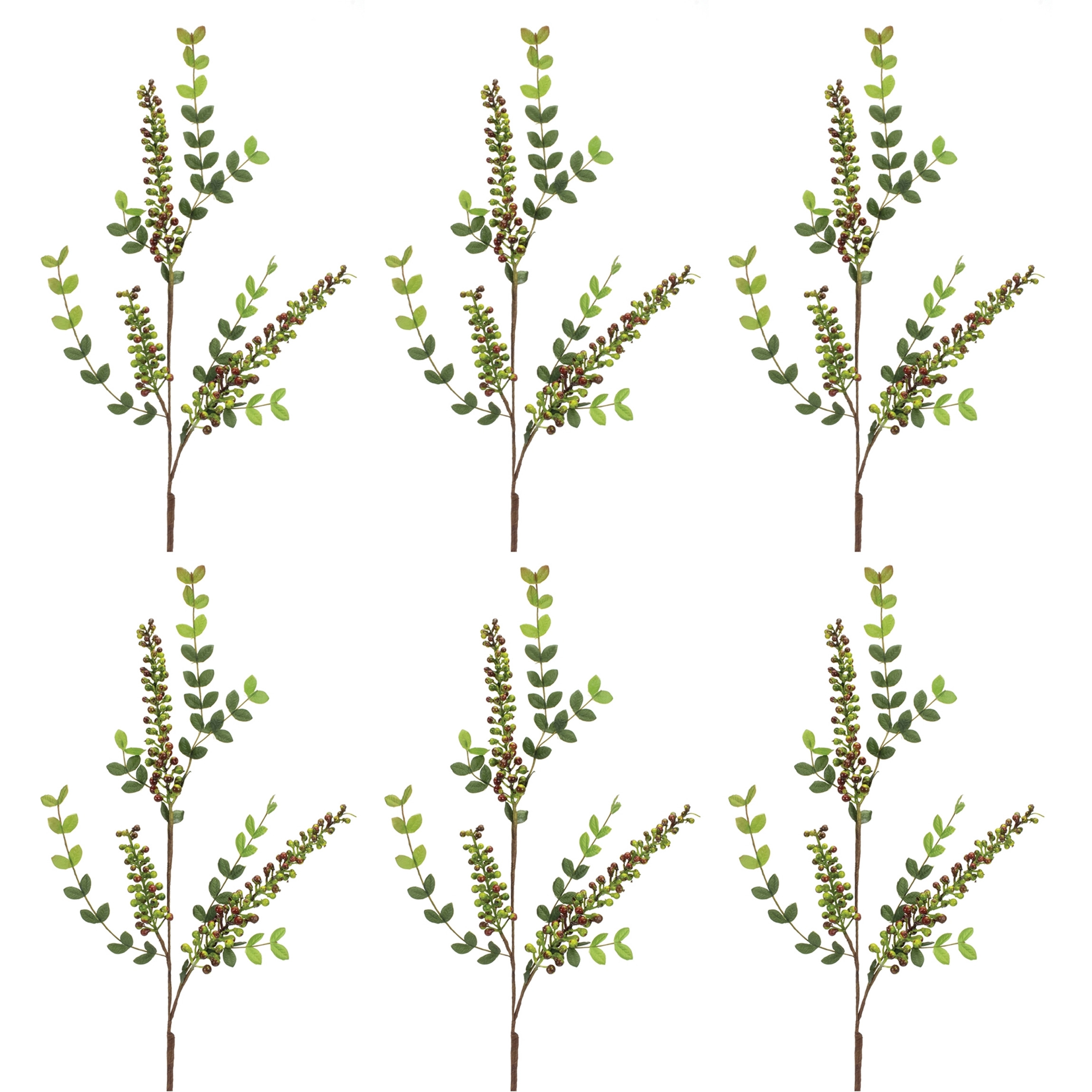 Variegated Red Berry Foliage Spray (Set of 6)