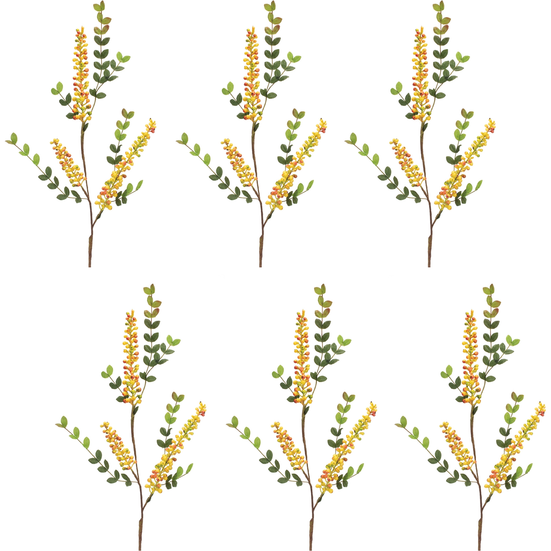 Yellow Berry Foliage Spray (Set of 6)