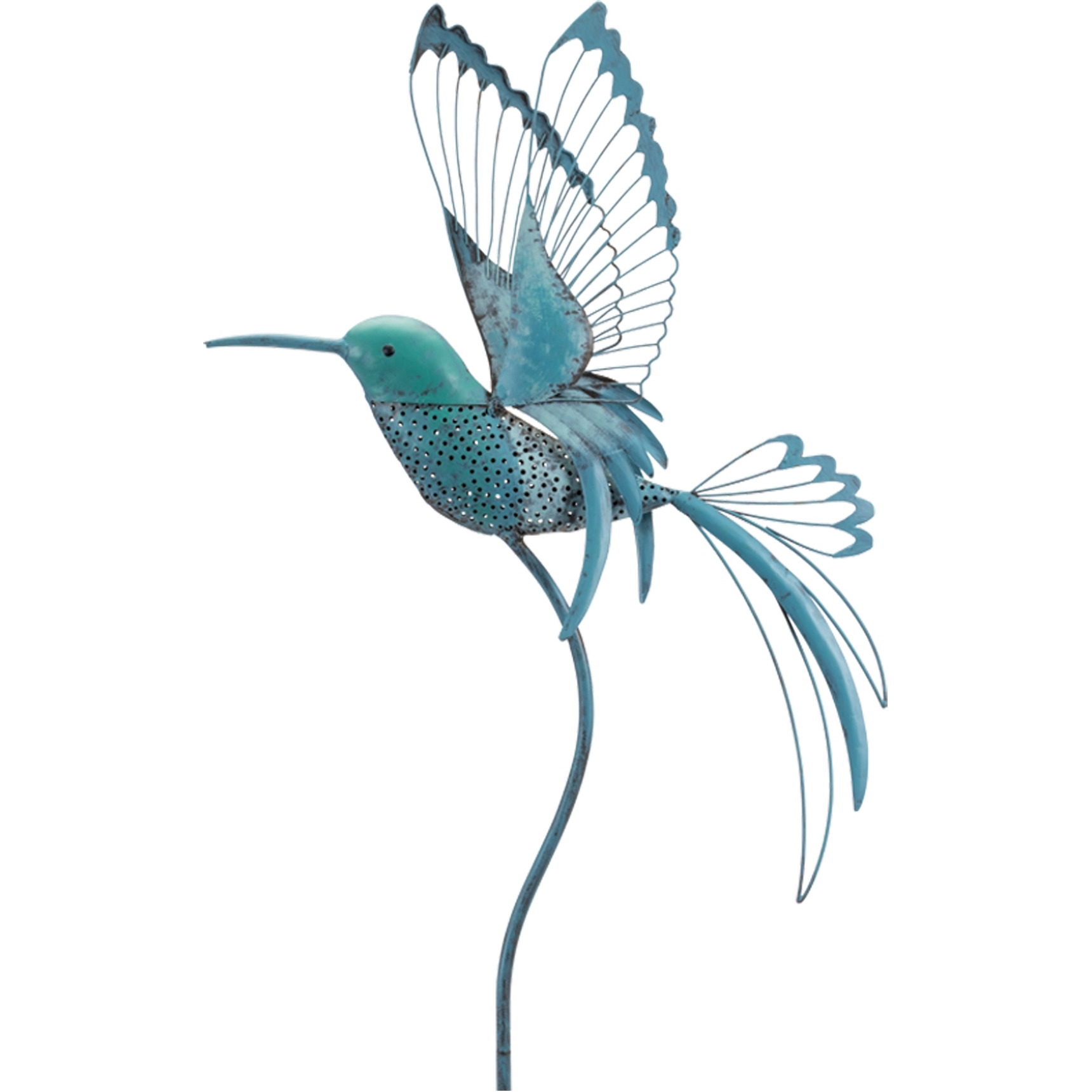 Iron Metal Hummingbird Garden Stake (Set of 2)