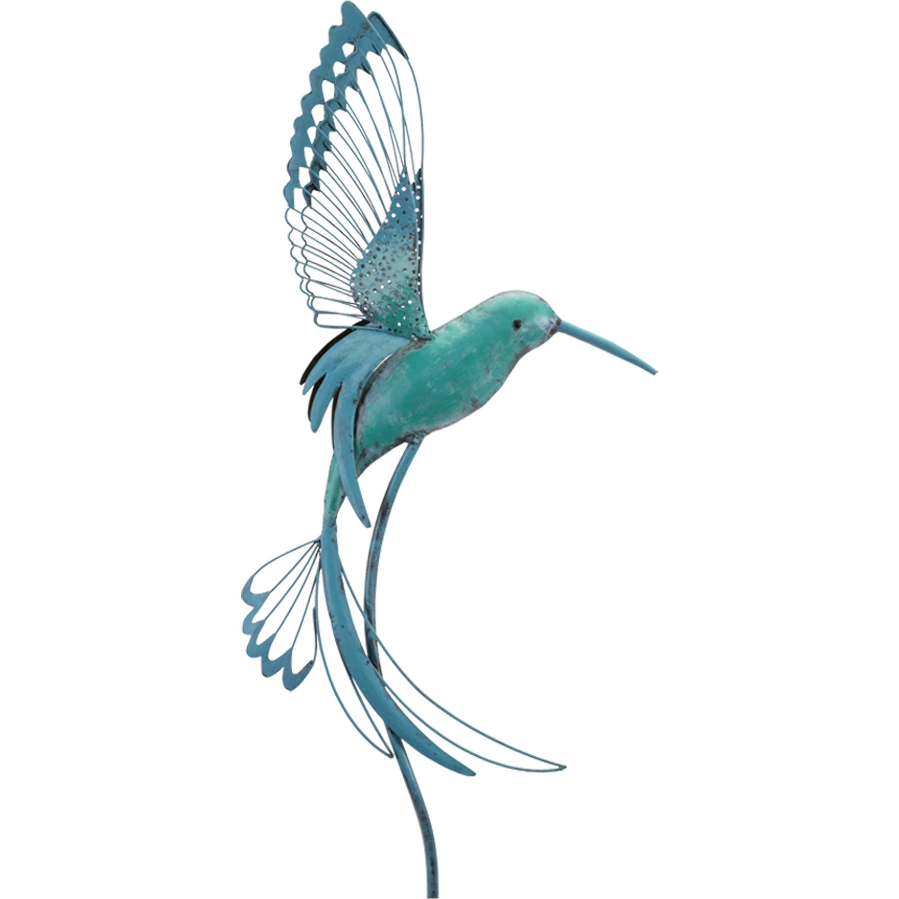 Iron Metal Hummingbird Garden Stake (Set of 2)