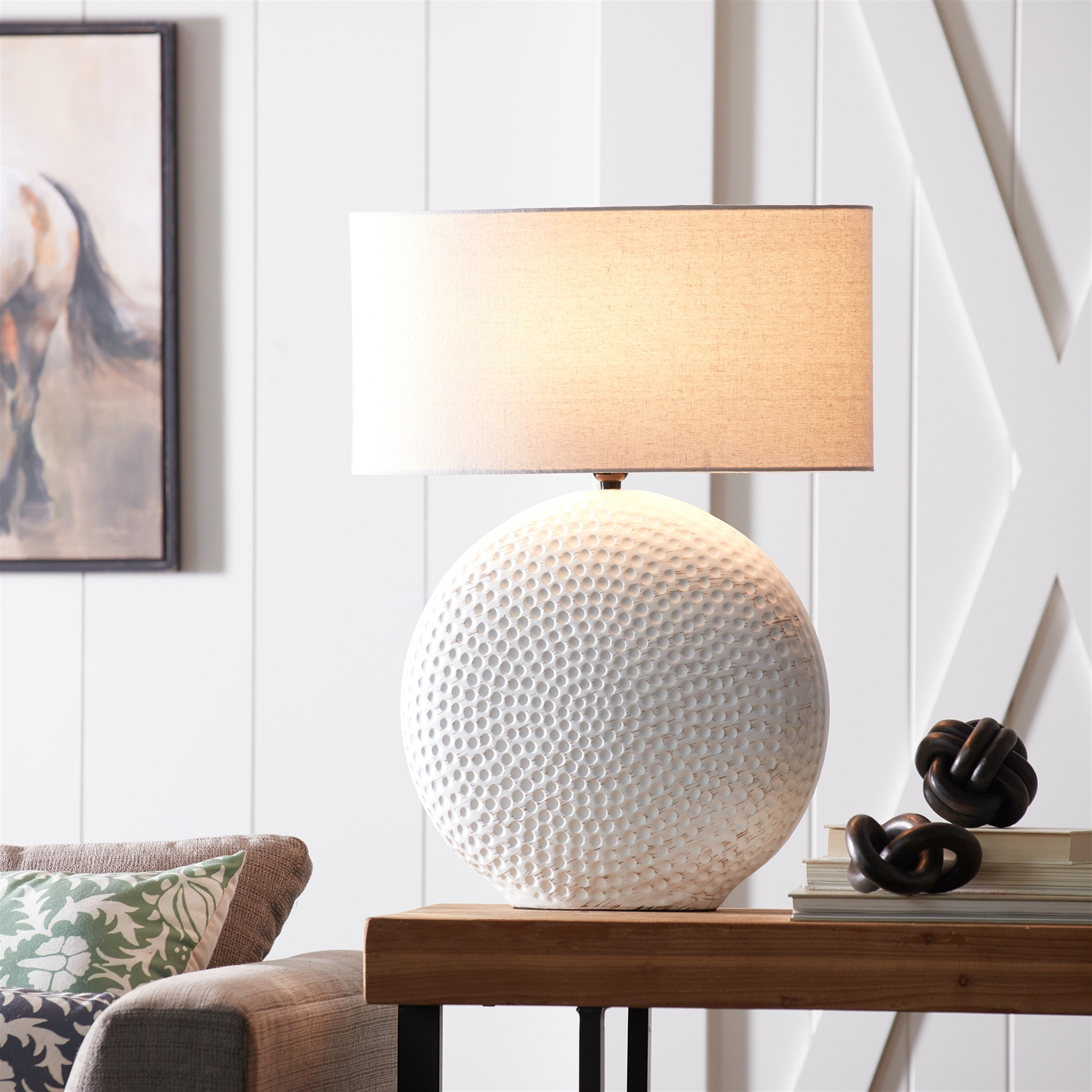 Notched Ceramic Table Lamp 26&quotH