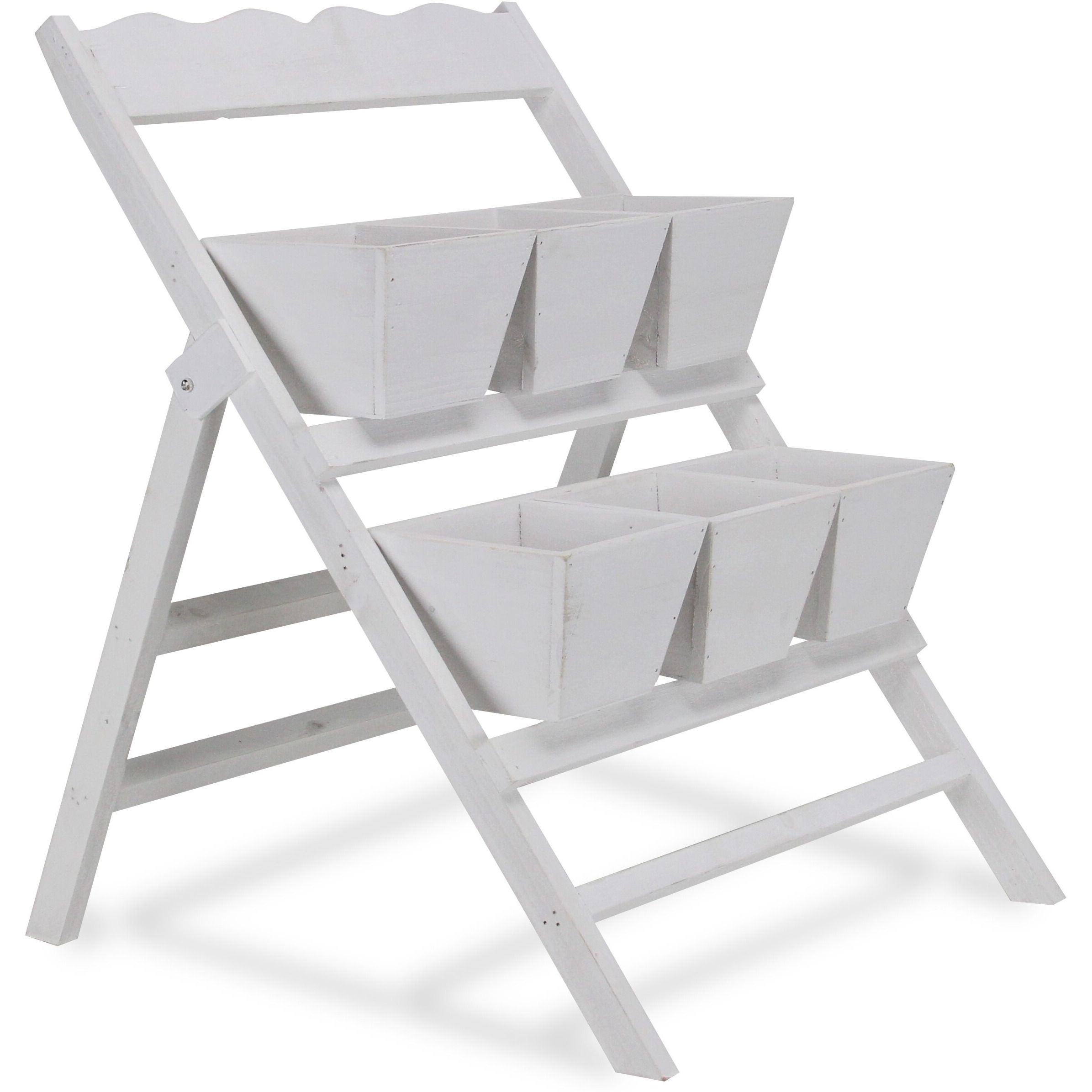 Emmeline 6 Slot Tiered Garden Stand - White