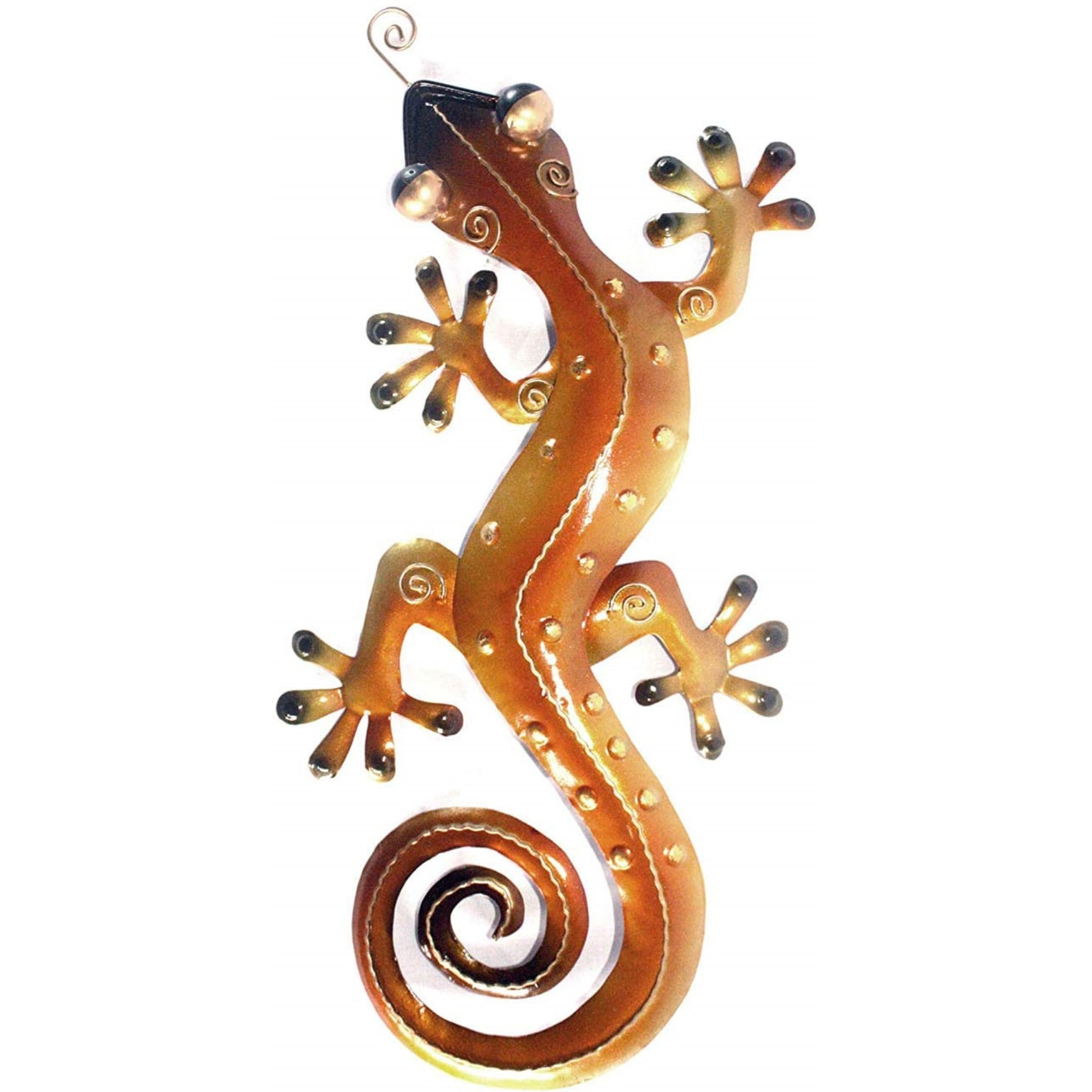D-ART COLLECTION, INC Iron Orange Gecko Wall Dcor Large