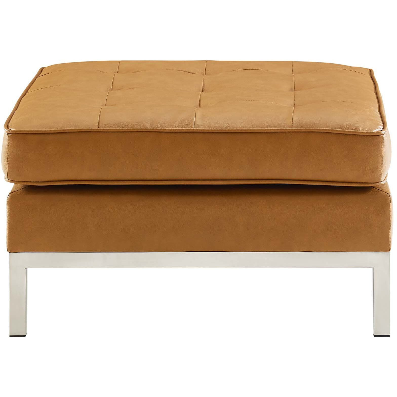 Loft Tufted Upholstered Faux Leather Ottoman