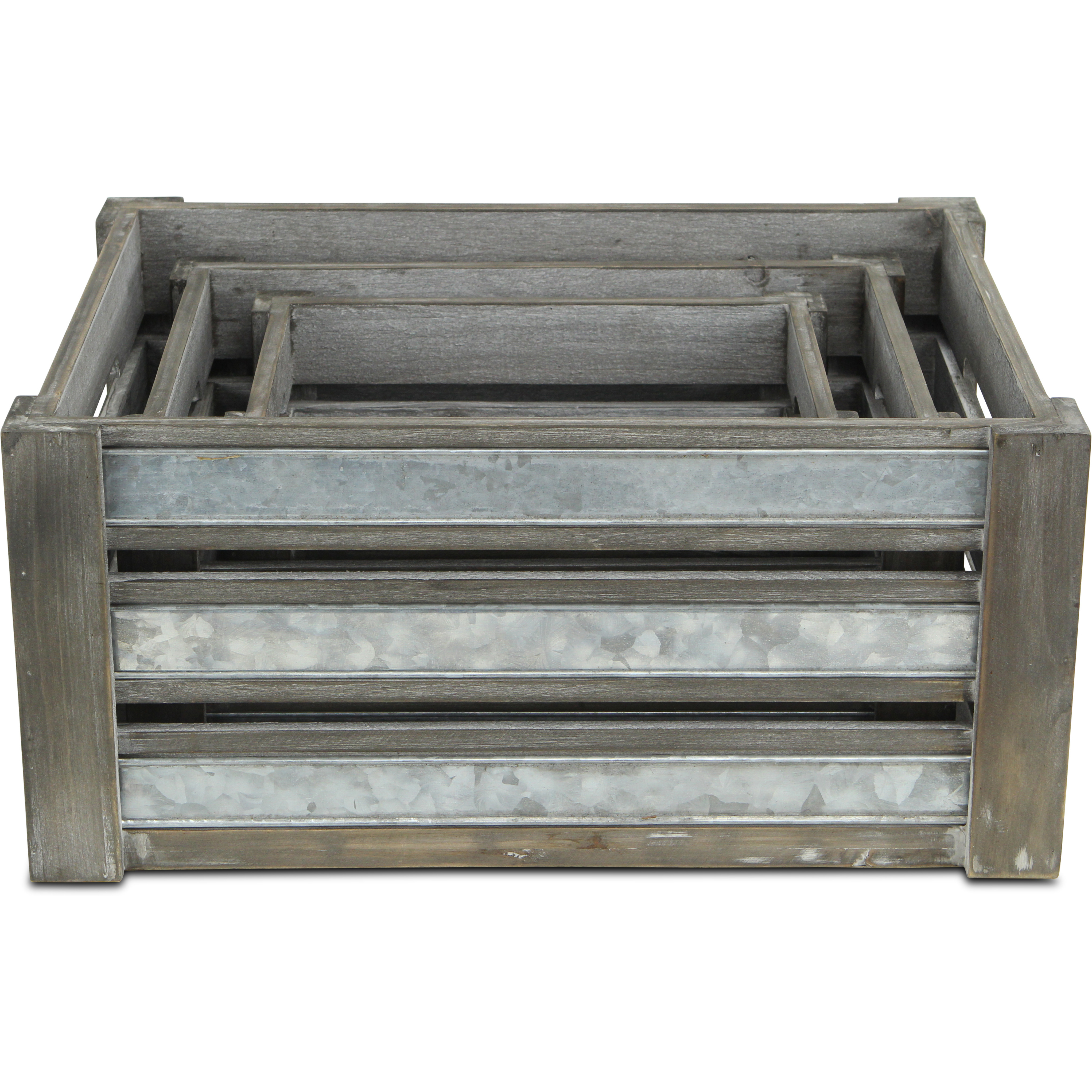 Eudora Set of 3 Metal Accented Gray Crates