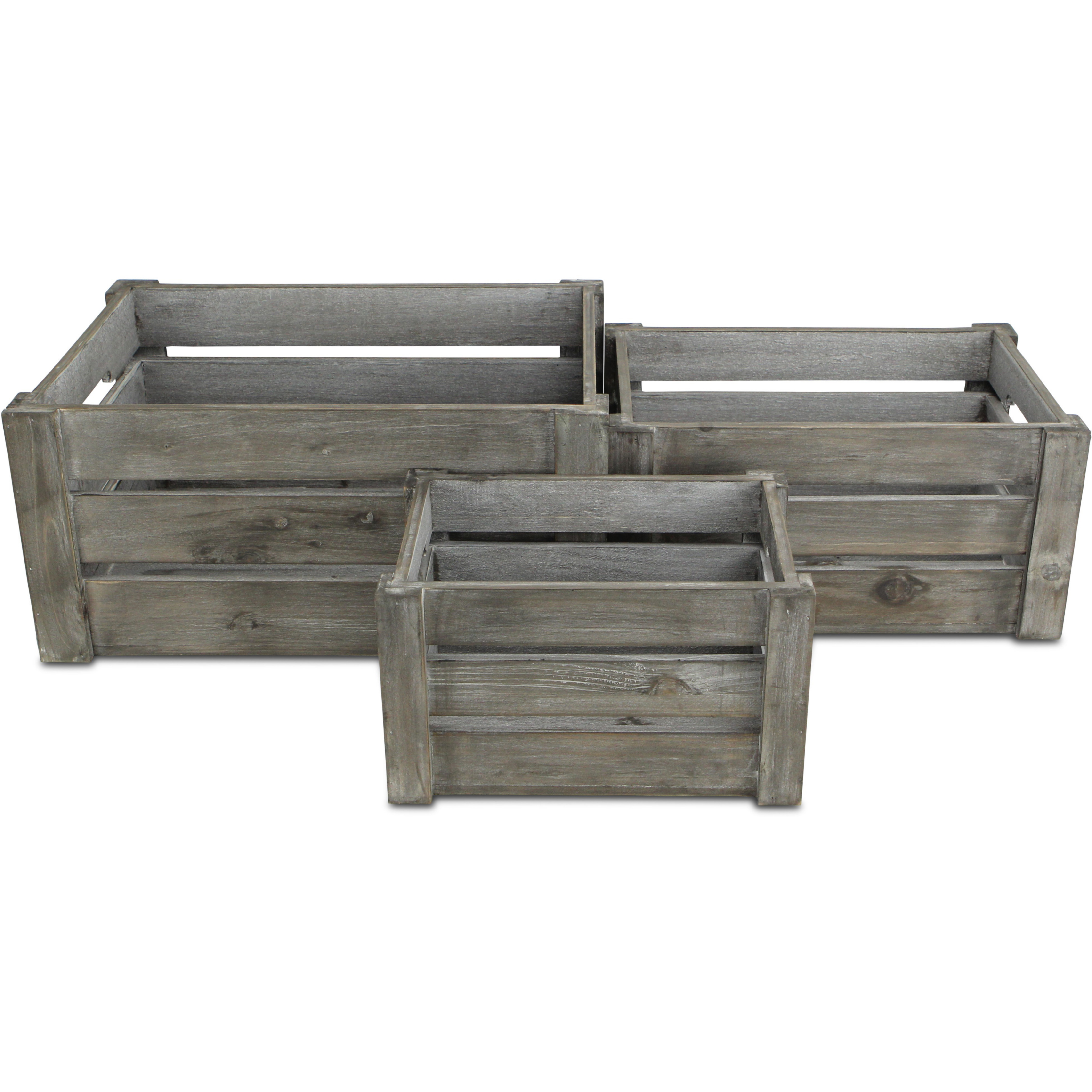 Eudora Set of 3 Metal Accented Gray Crates
