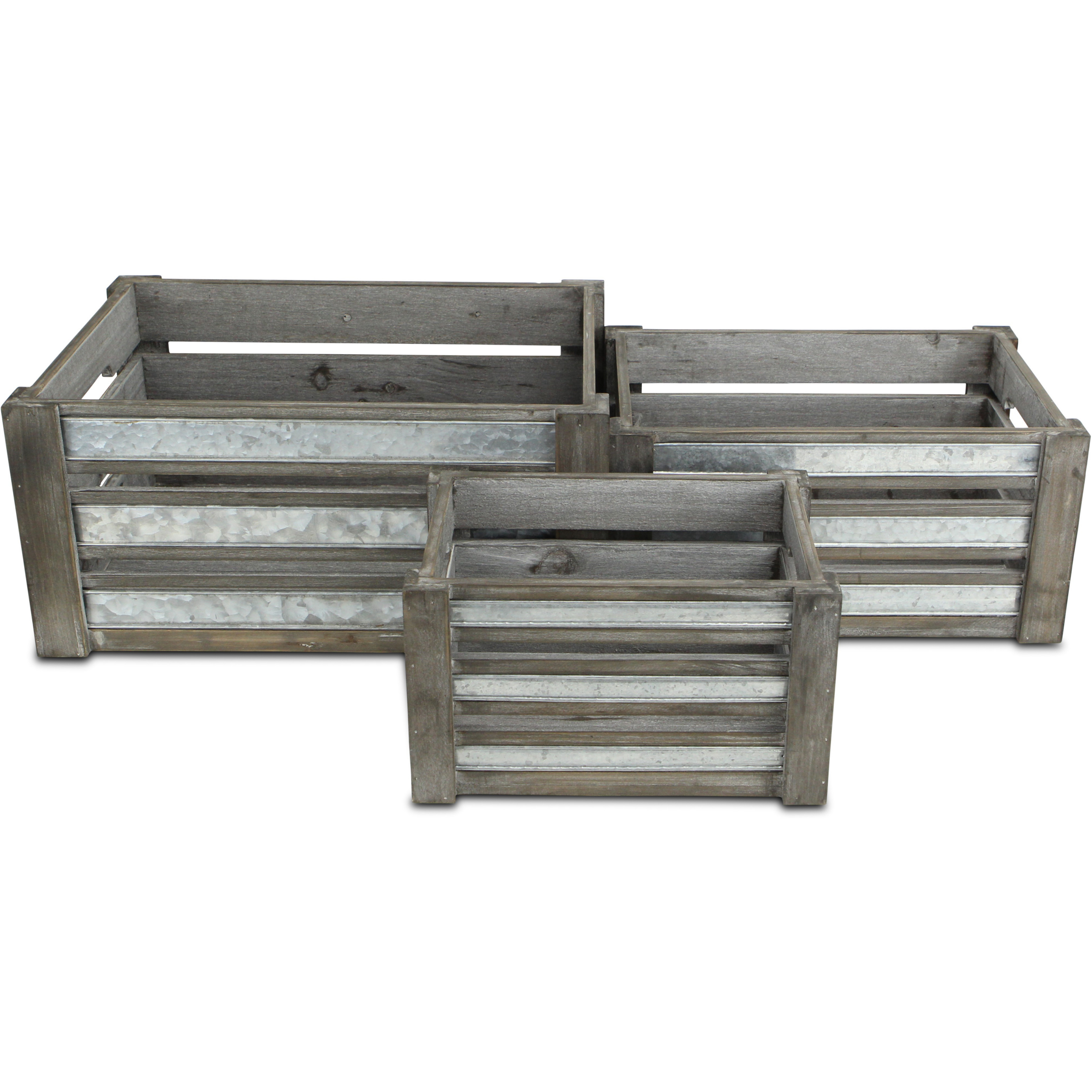 Eudora Set of 3 Metal Accented Gray Crates