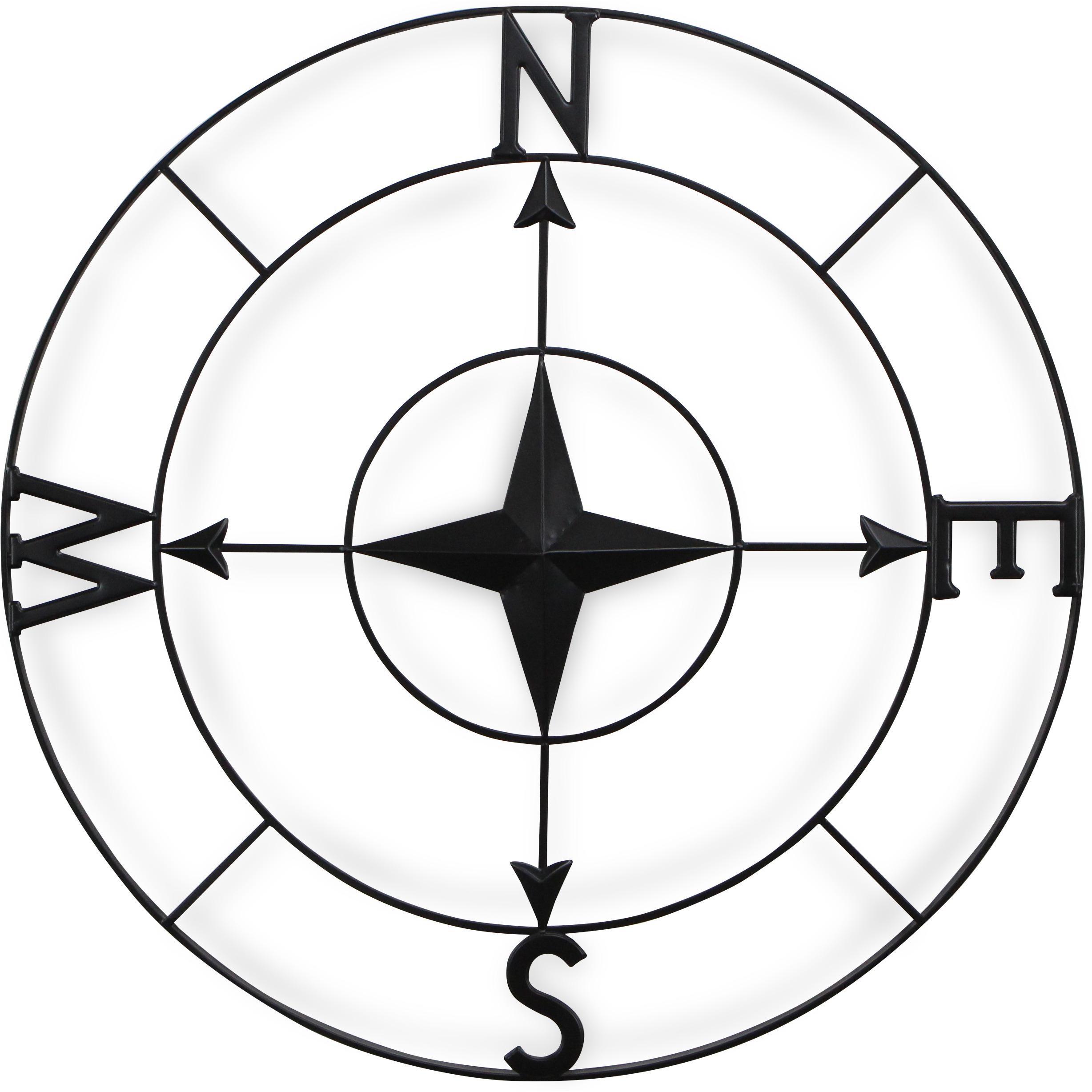 Lowell Black Round Metal Wall Compass