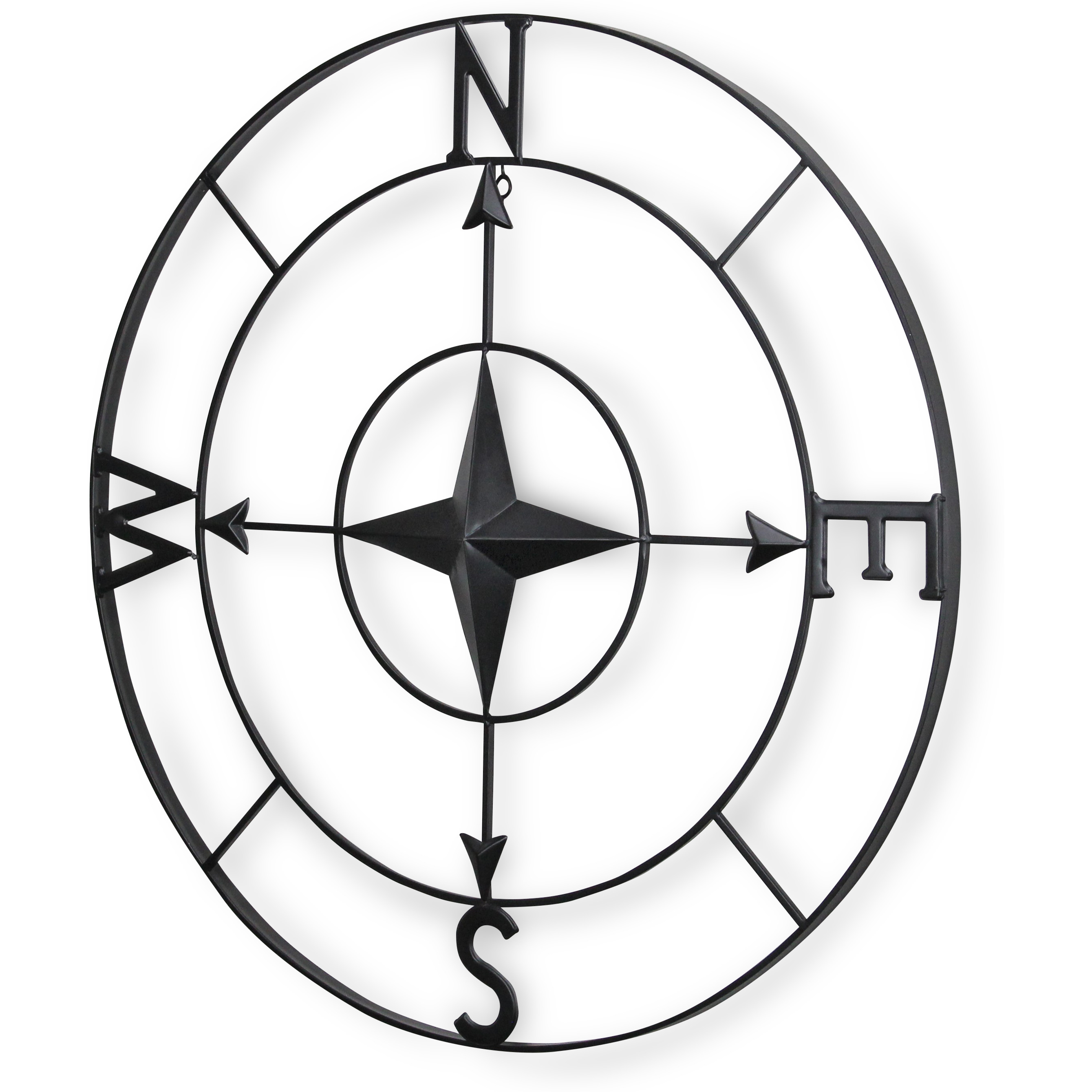 Lowell Black Round Metal Wall Compass
