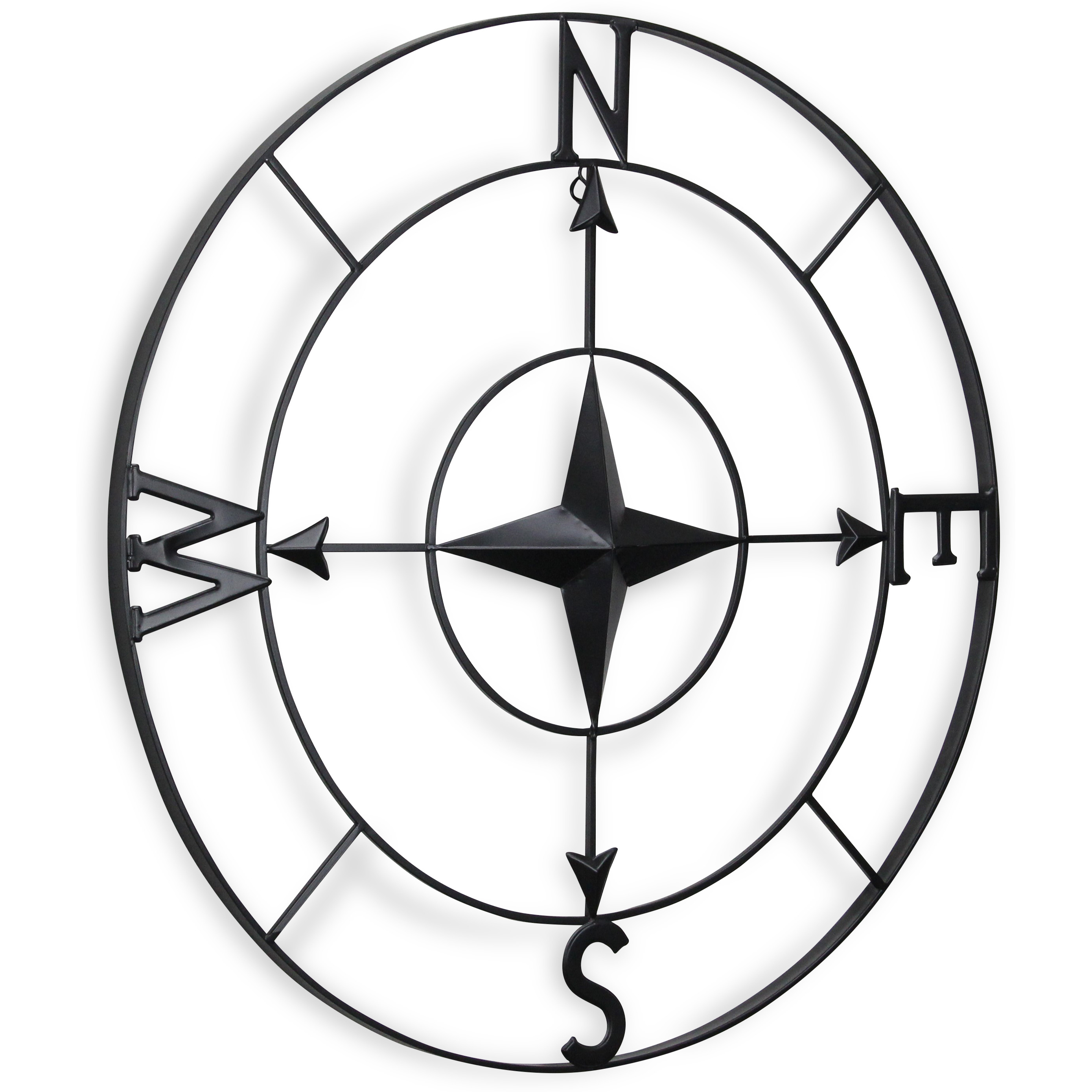 Lowell Black Round Metal Wall Compass