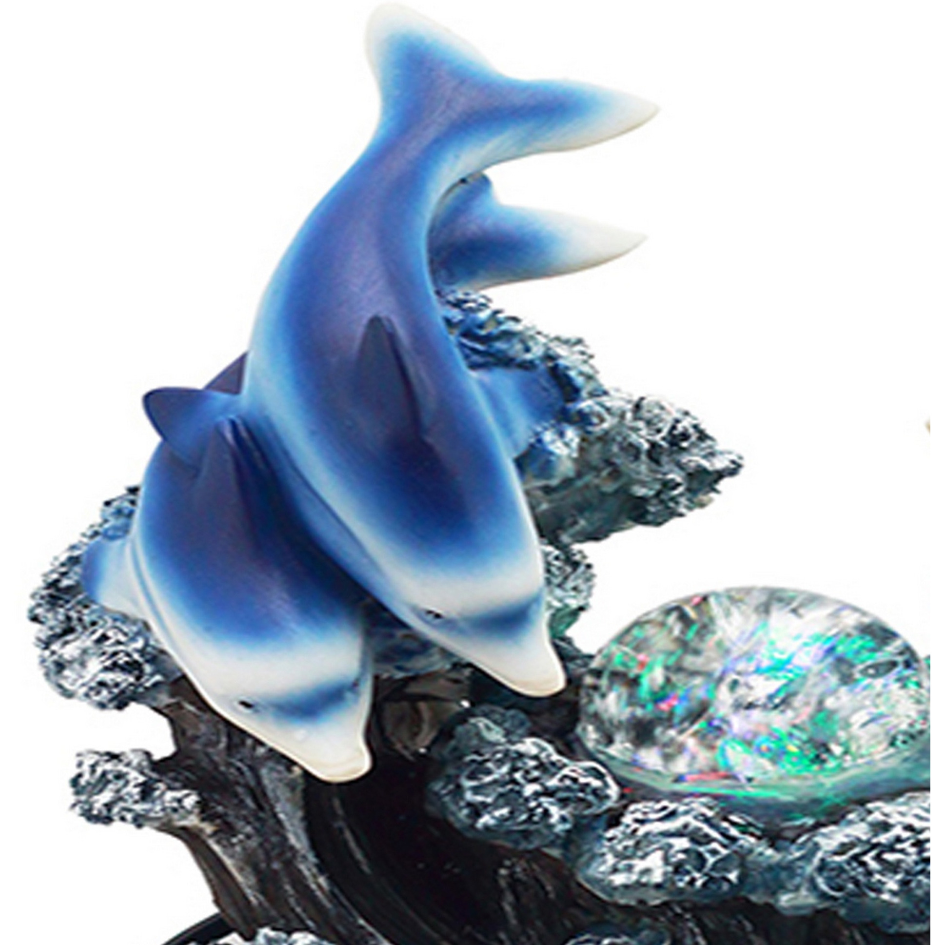 Eci 11 Inch Dolphin Tabletop Water Fountain, LED Light, Painted Multicolor