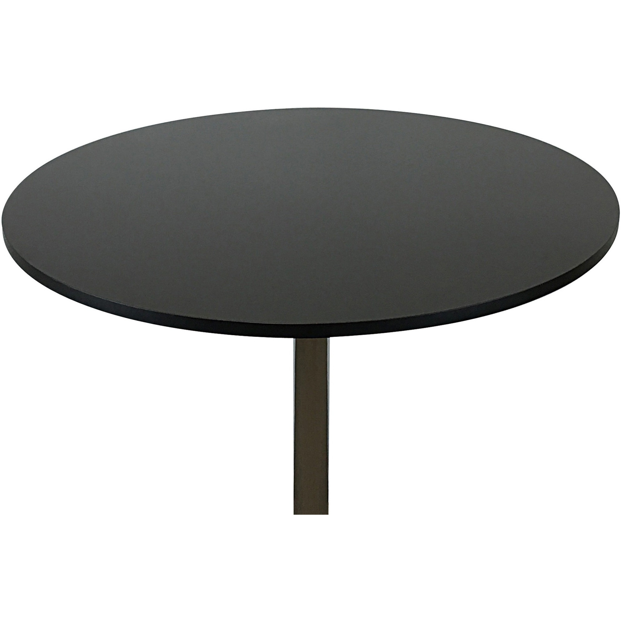 Mari 36 Inch Counter Height Table, Black Round Top and Stainless Steel Base