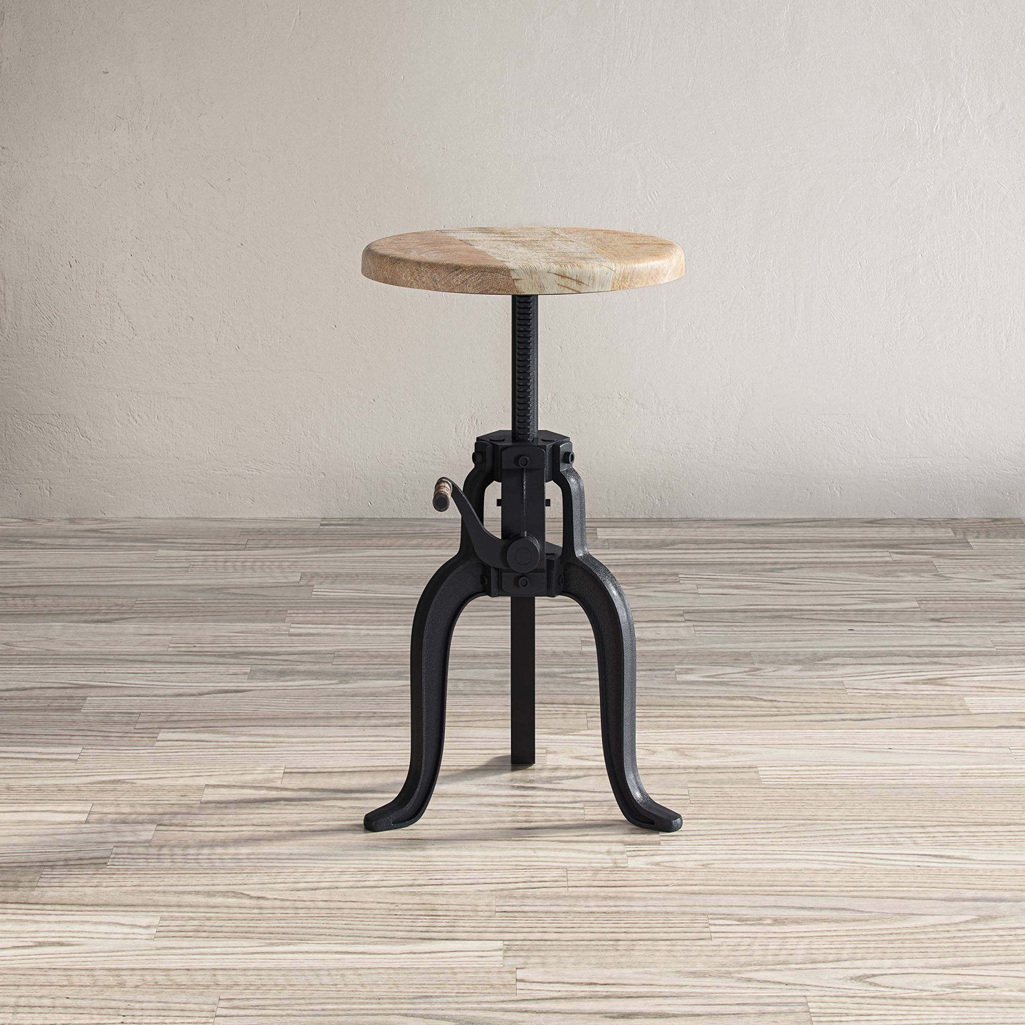 Global Archive Industrial Solid Wood and Iron Crank Table