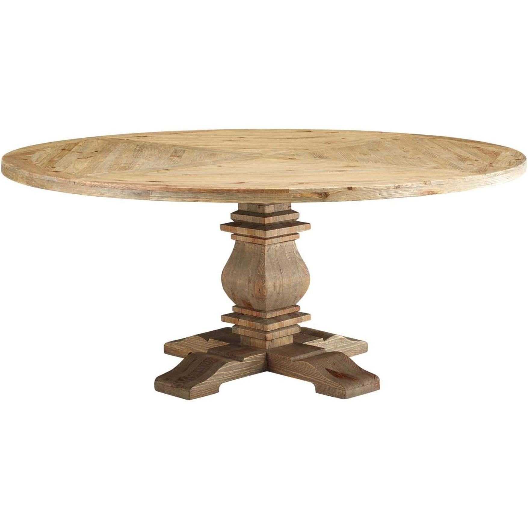 Column 71" Round Pine Wood Dining Table - Brown
