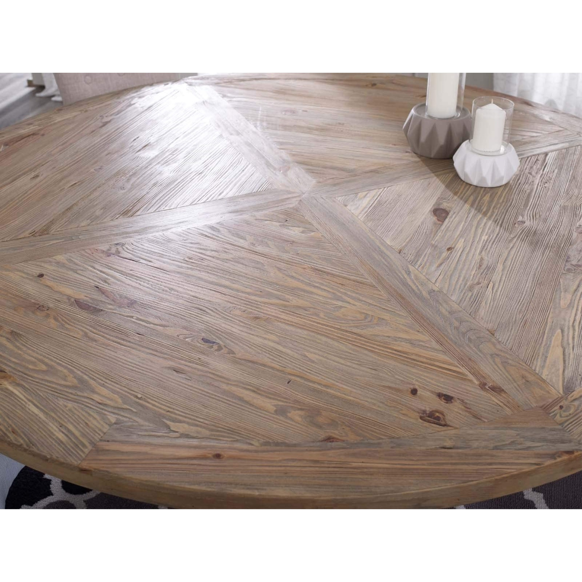 Column 71" Round Pine Wood Dining Table - Brown