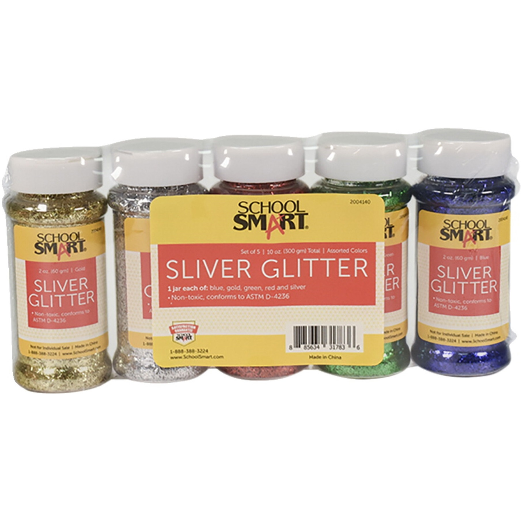 School Smart Craft Glitter, 2 Ounce Jar, Sliver