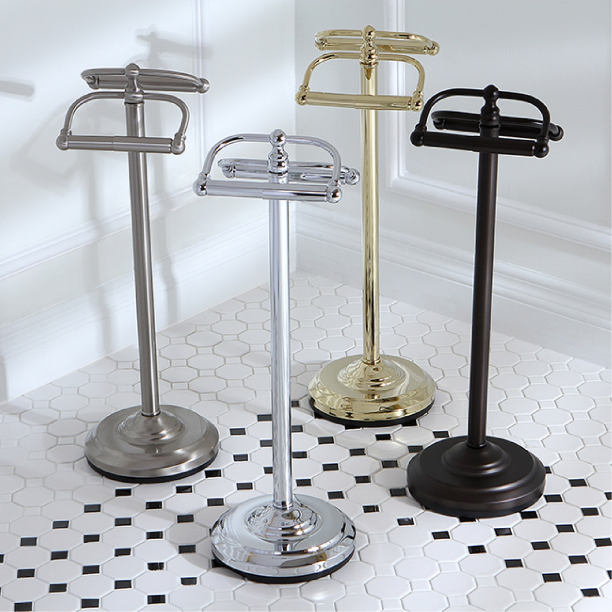 Kingston Brass CC2202 Vintage Freestanding Double Roll Toilet Paper Holder, Polished Brass