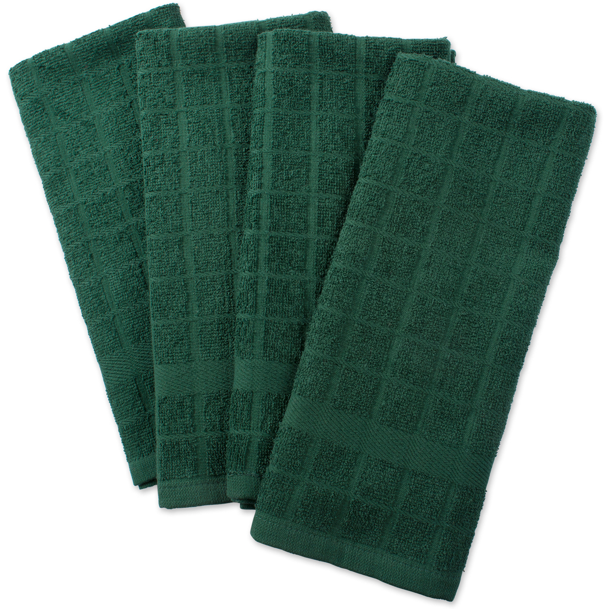 DII Solid Dark Green Windowpane Terry Dishtowel (Set of 4)