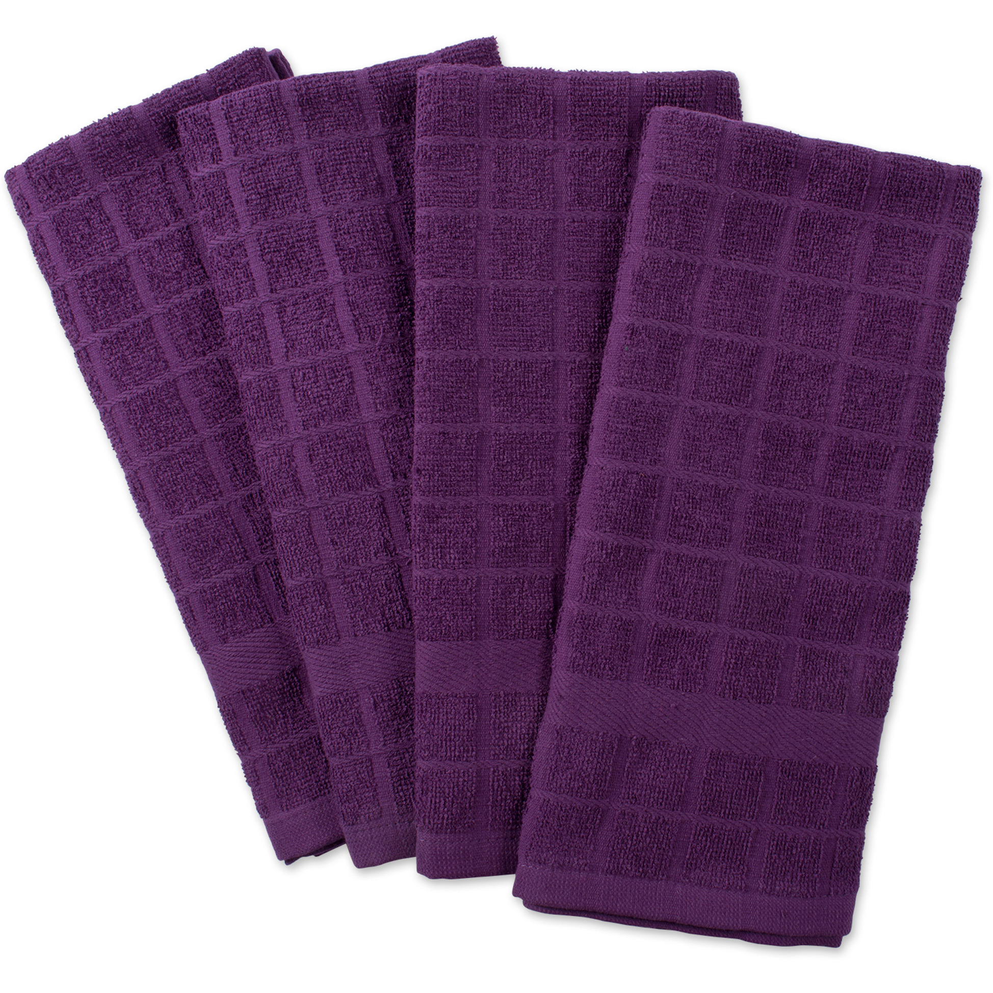 DII Solid Eggplant Windowpane Terry Dishtowel (Set of 4)