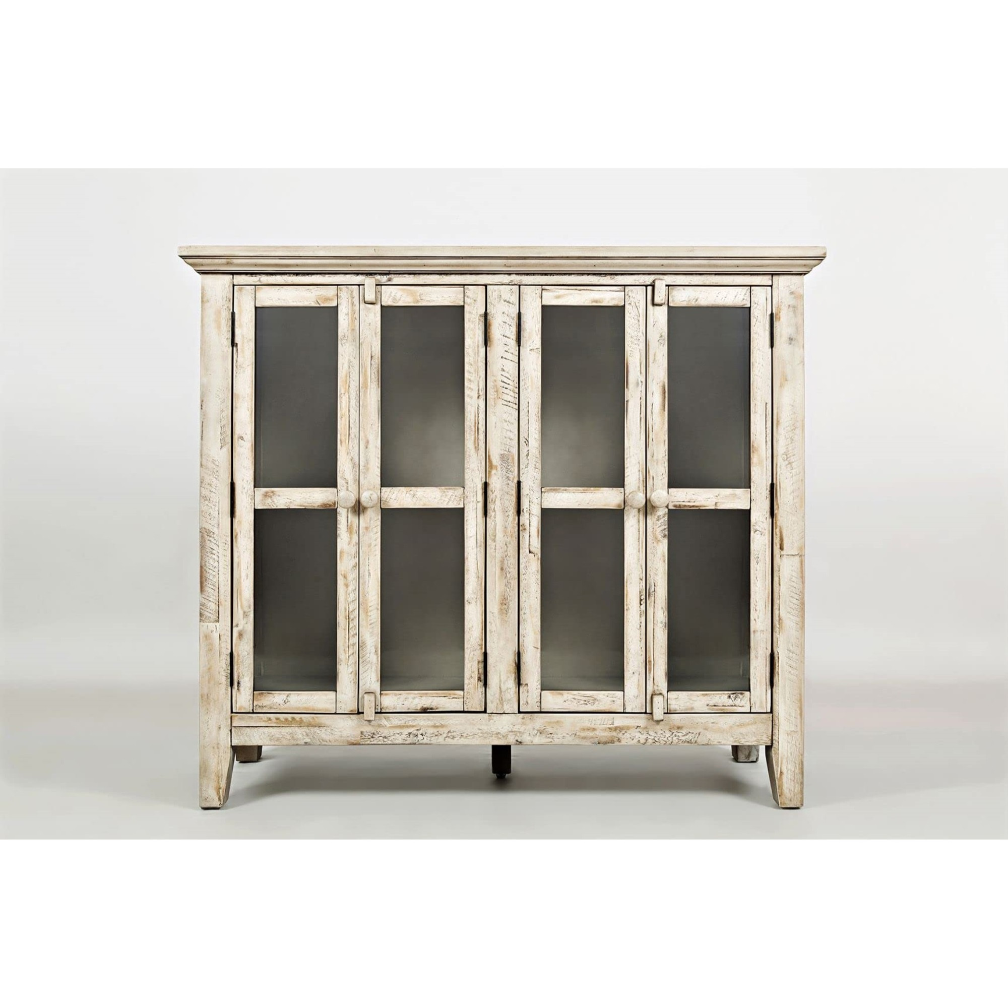 Rustic Shores 48" Coastal Distressed Acacia Four-Door Accent Cabinet