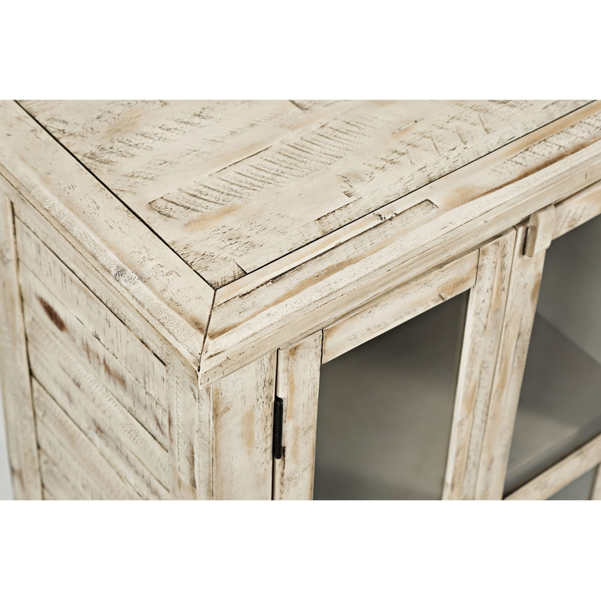 Rustic Shores 48" Coastal Distressed Acacia Four-Door Accent Cabinet