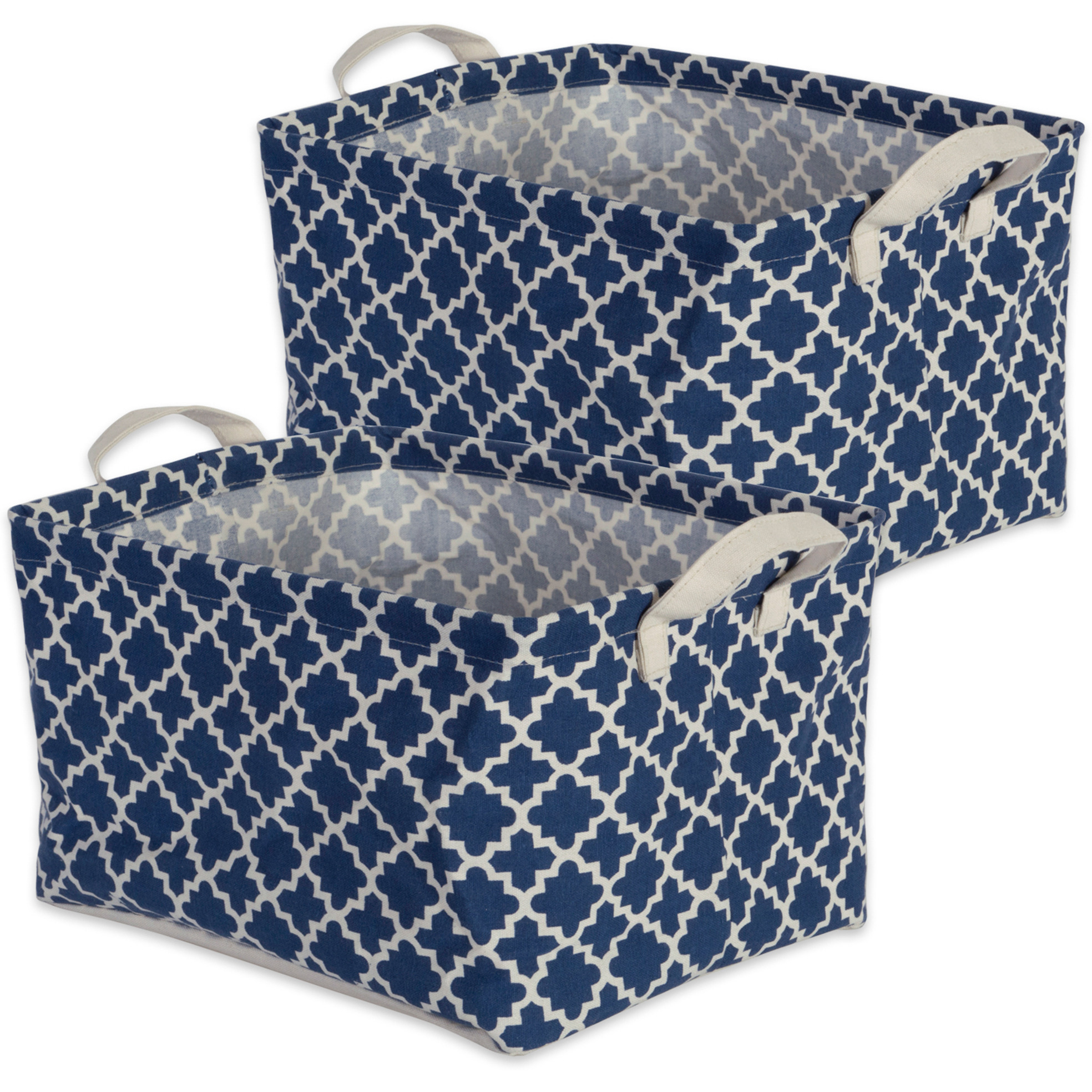 DII Pe Coated Cotton/Poly Laundry Bin Lattice Nautical Blue  Rectangle Extra Large  (Set of 2)