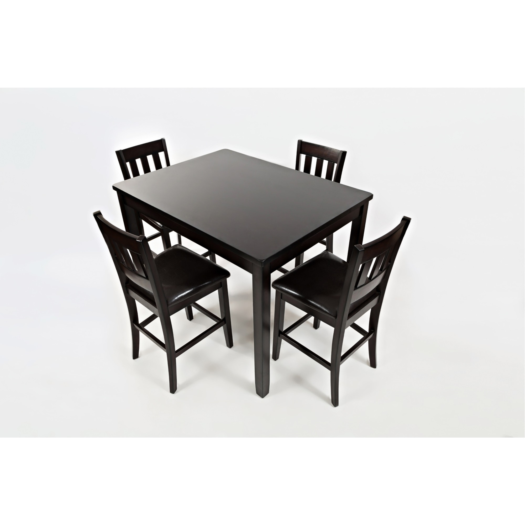 Dark Rustic Prairie Counter Height Table and Four Stools- Dark Brown