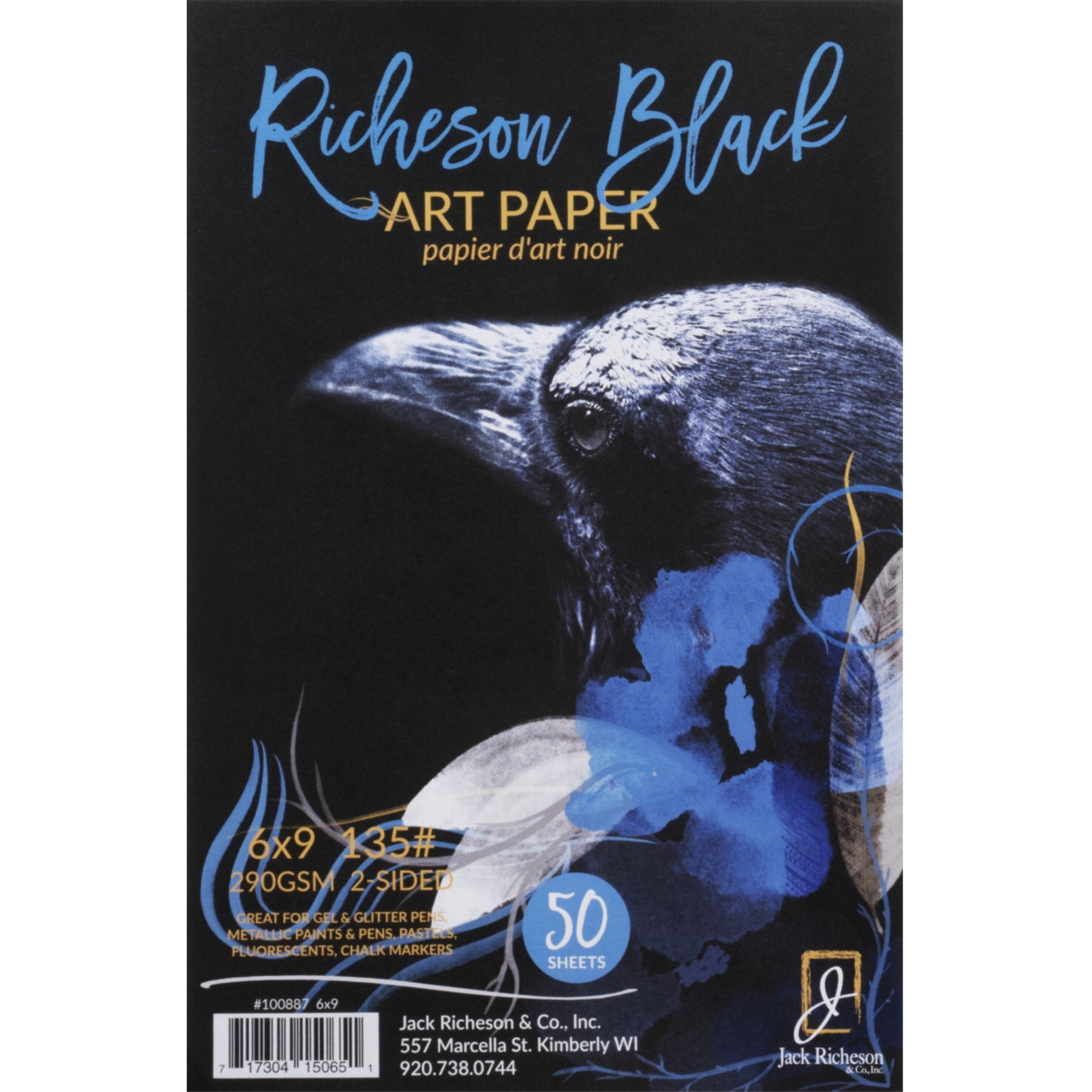 Jack Richeson Watercolor Paper, 6 x 9 Inches, 135 lb, Black, 50 Sheets