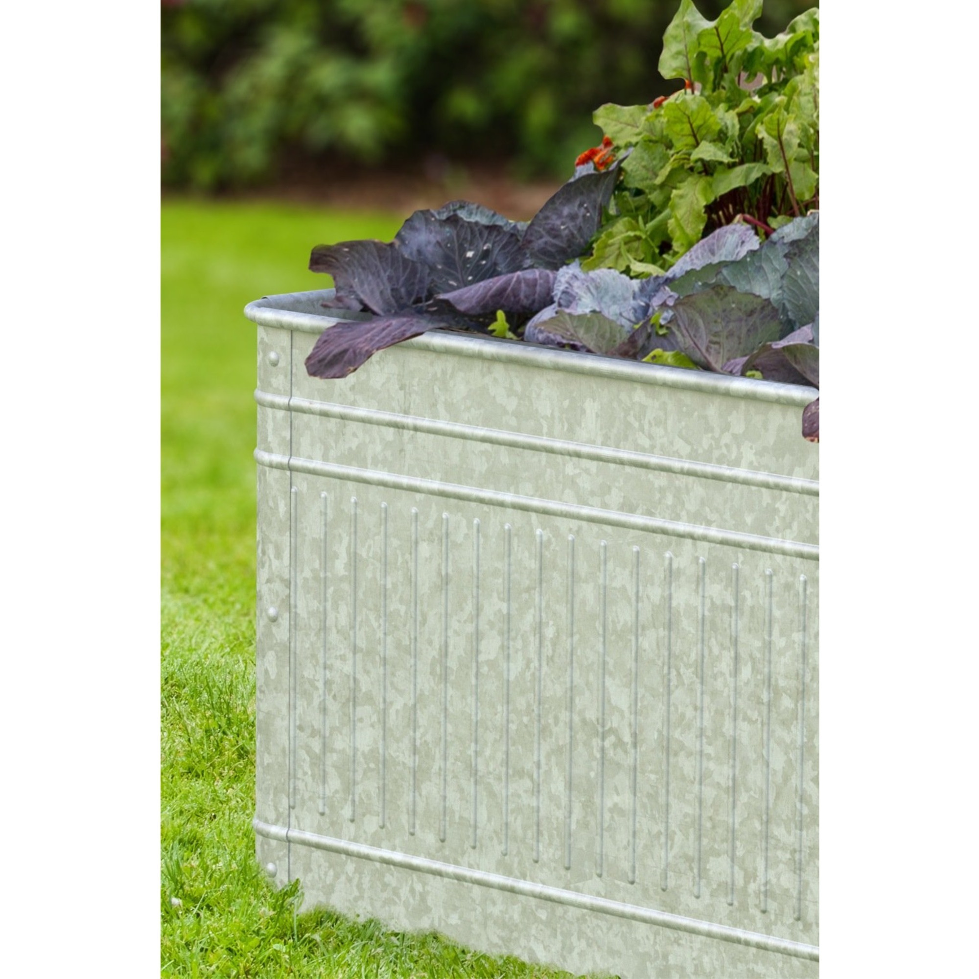 Vintage Square Raised Garden Planter, 22&quotW x 18&quotH x 22&quotD, aged galvanized finish, 1/cs
