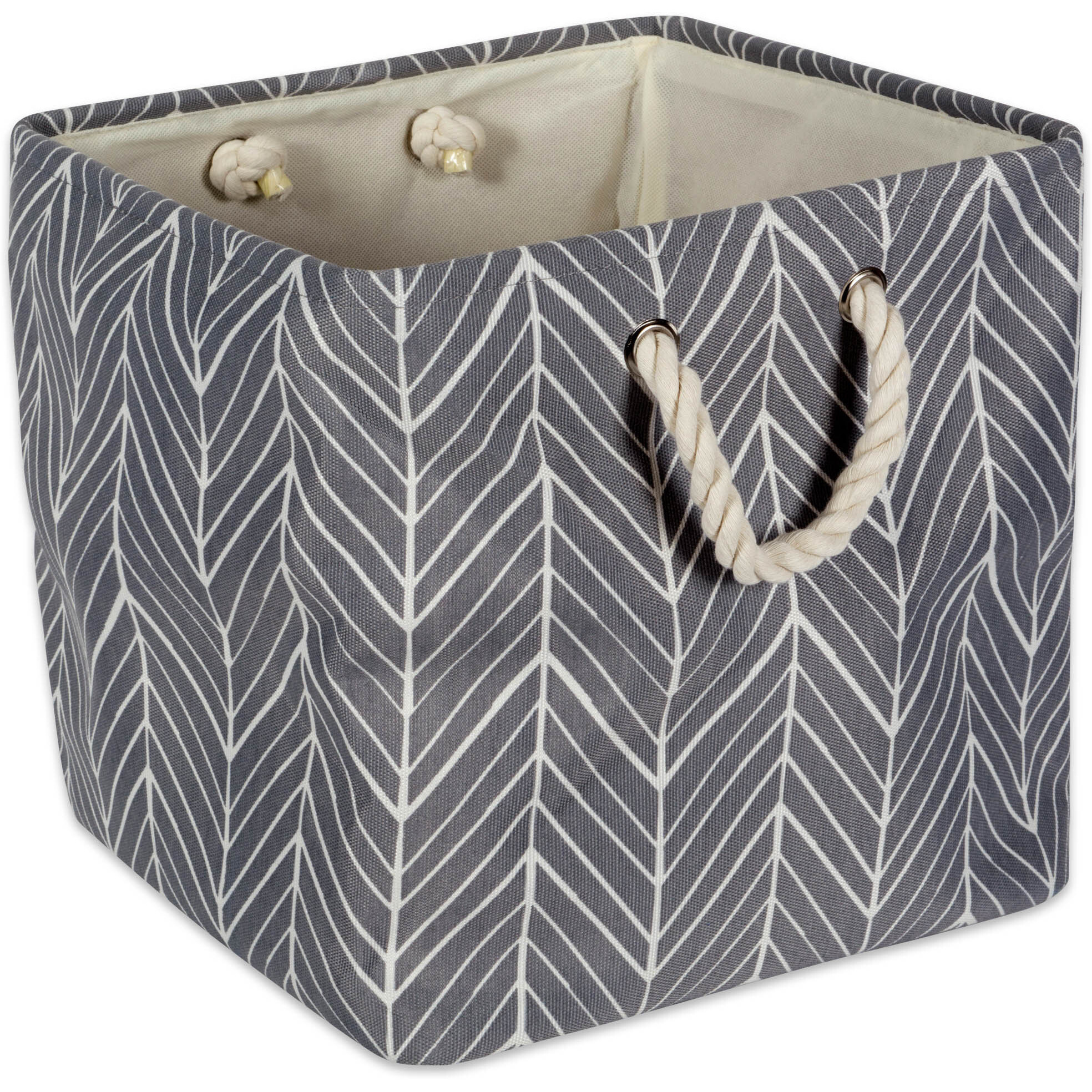 DII Polyester Bin Herringbone Gray Square