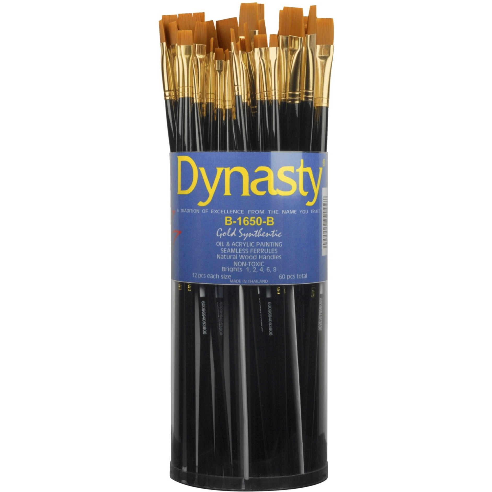 Dynasty B-1650 Art Education Bright Paint Brushes, Classroom Cylinder, Set of 60
