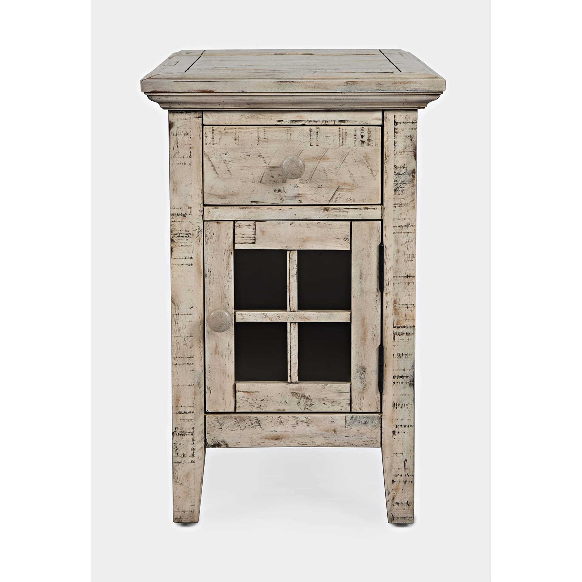 Rustic Shores Distressed Acacia USB Charging Chairside End Table