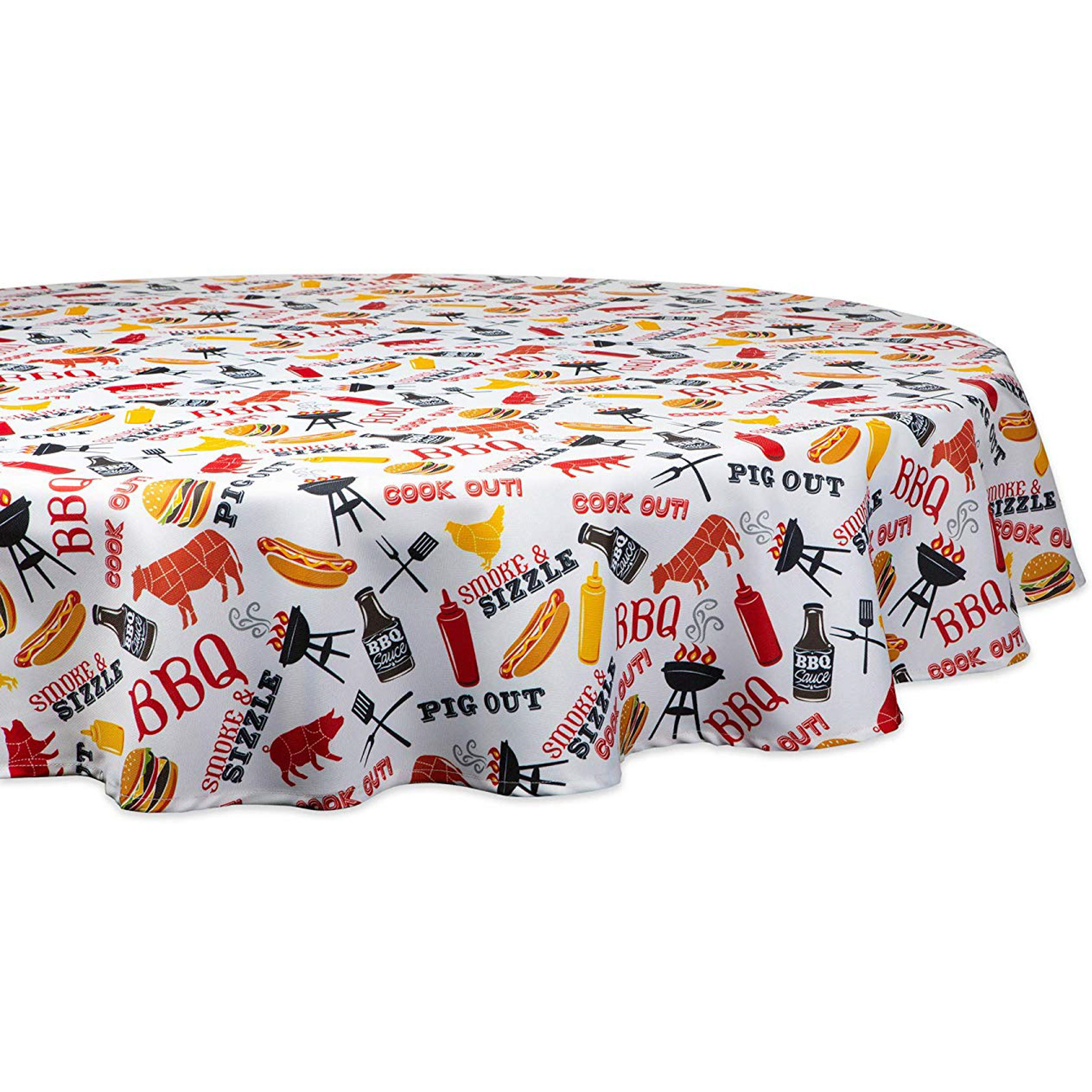 DII Bbq Fun Print Outdoor Tablecloth 60 Round