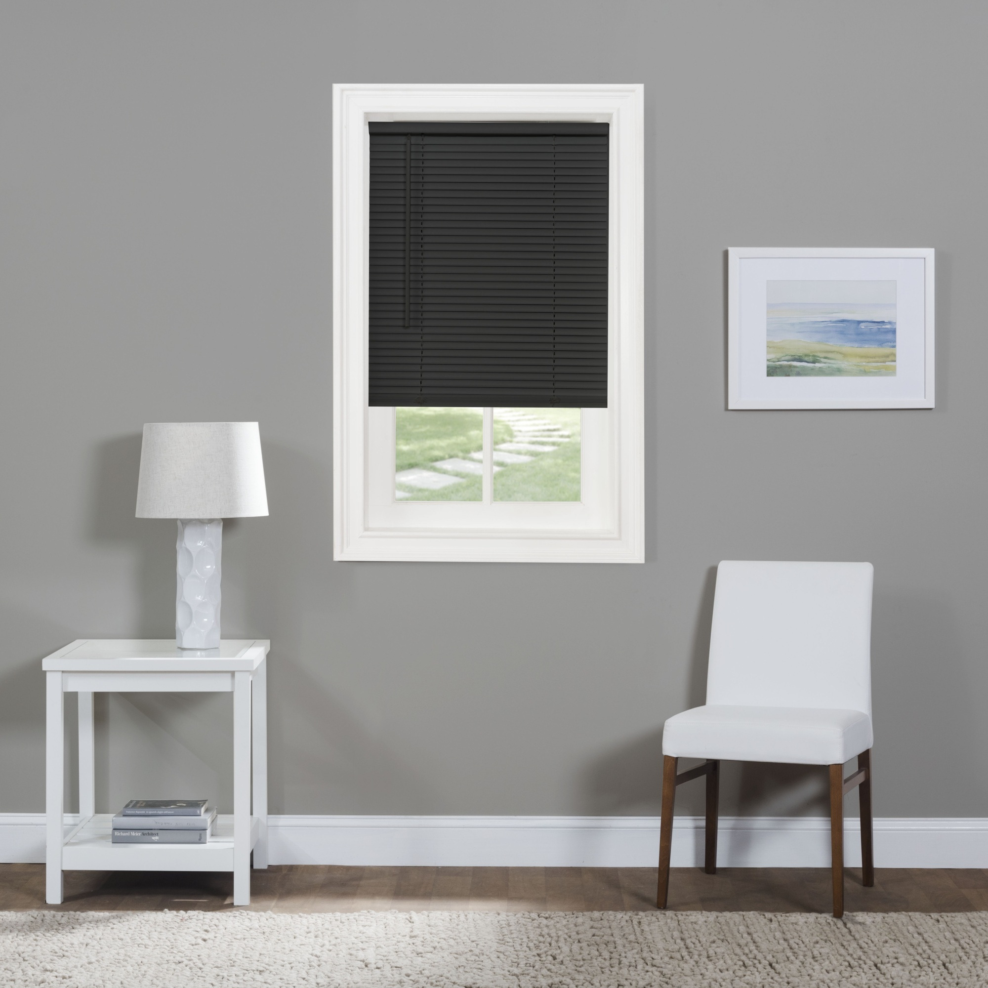 Cordless GII Morningstar 1" Light Filtering Mini Blind 34x72 - Black