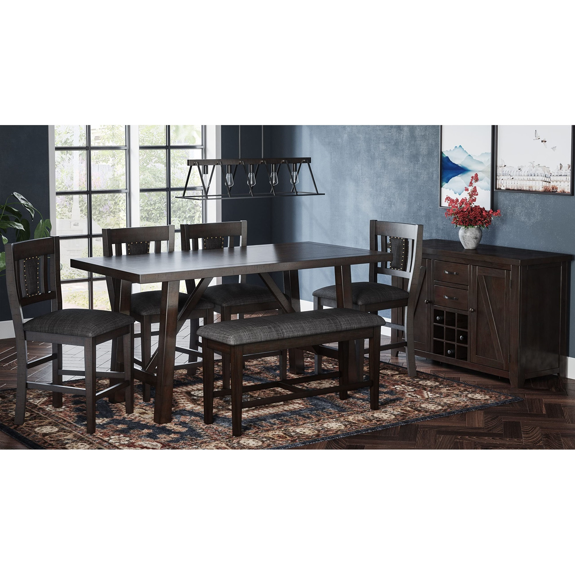 American Rustics Upholstered 42" Counter Bench