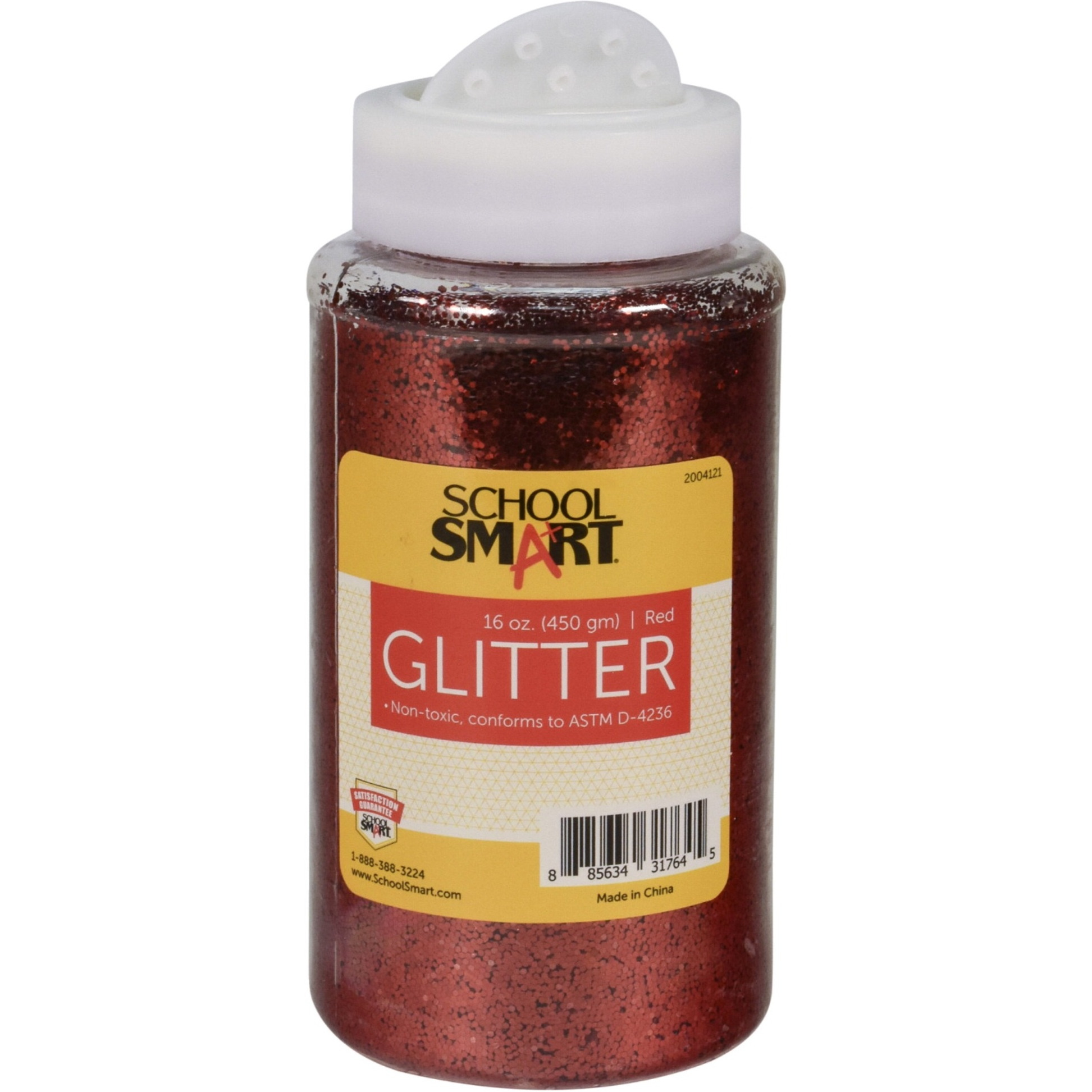 School Smart Craft Glitter, 1 Pound Jar, Red