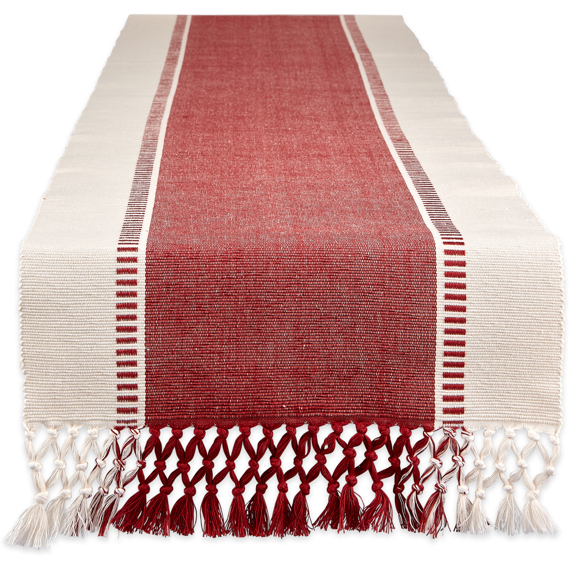 DII Barn Red Dobby Stripe Table Runner 13x108