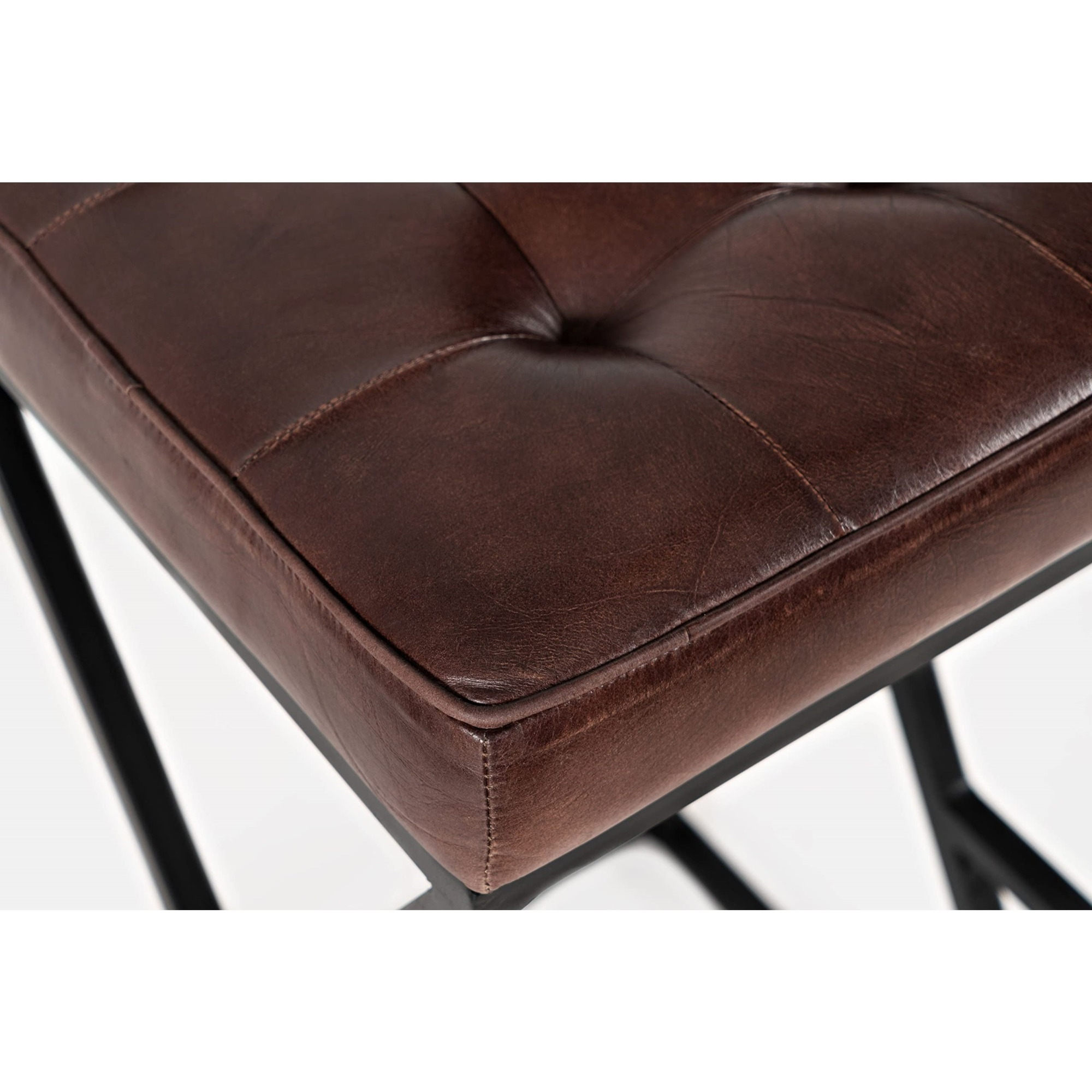 Brooks Distressed Modern Leather Backless Stool