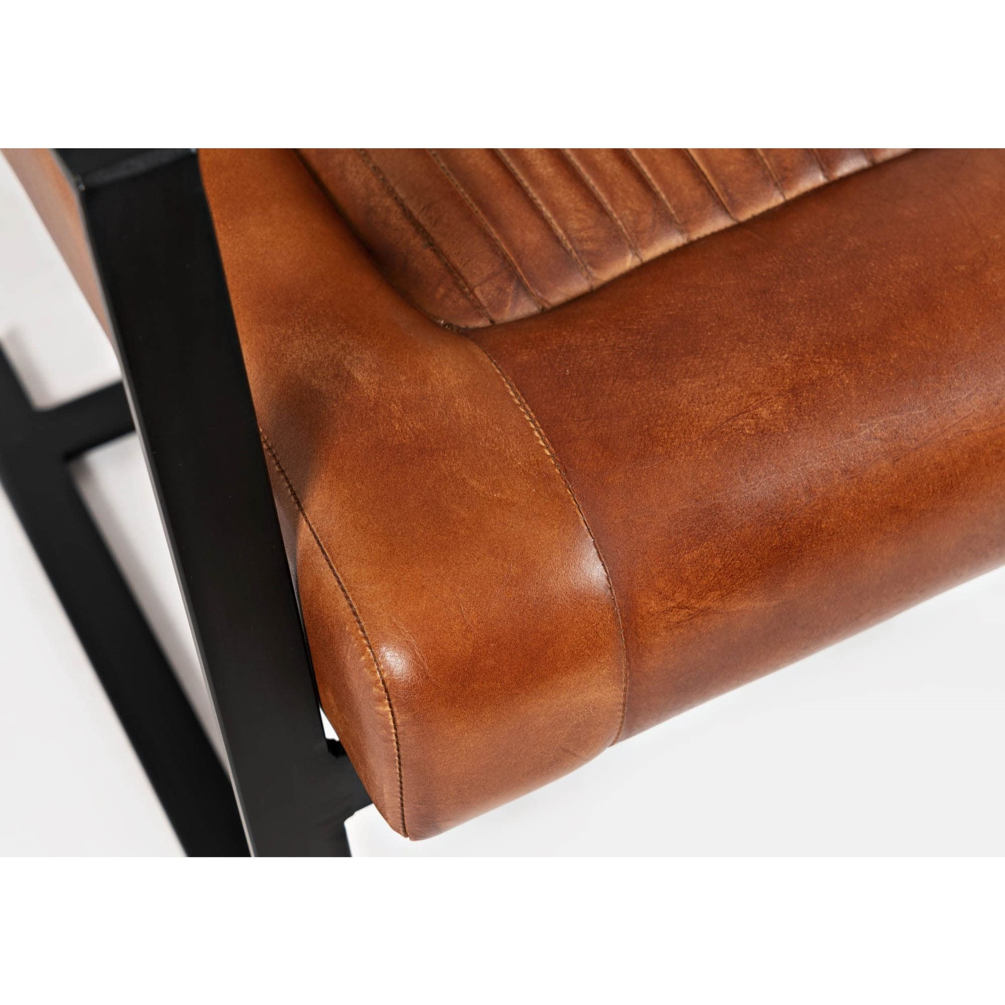 Maguire Modern Industrial Genuine Leather Sled Chair