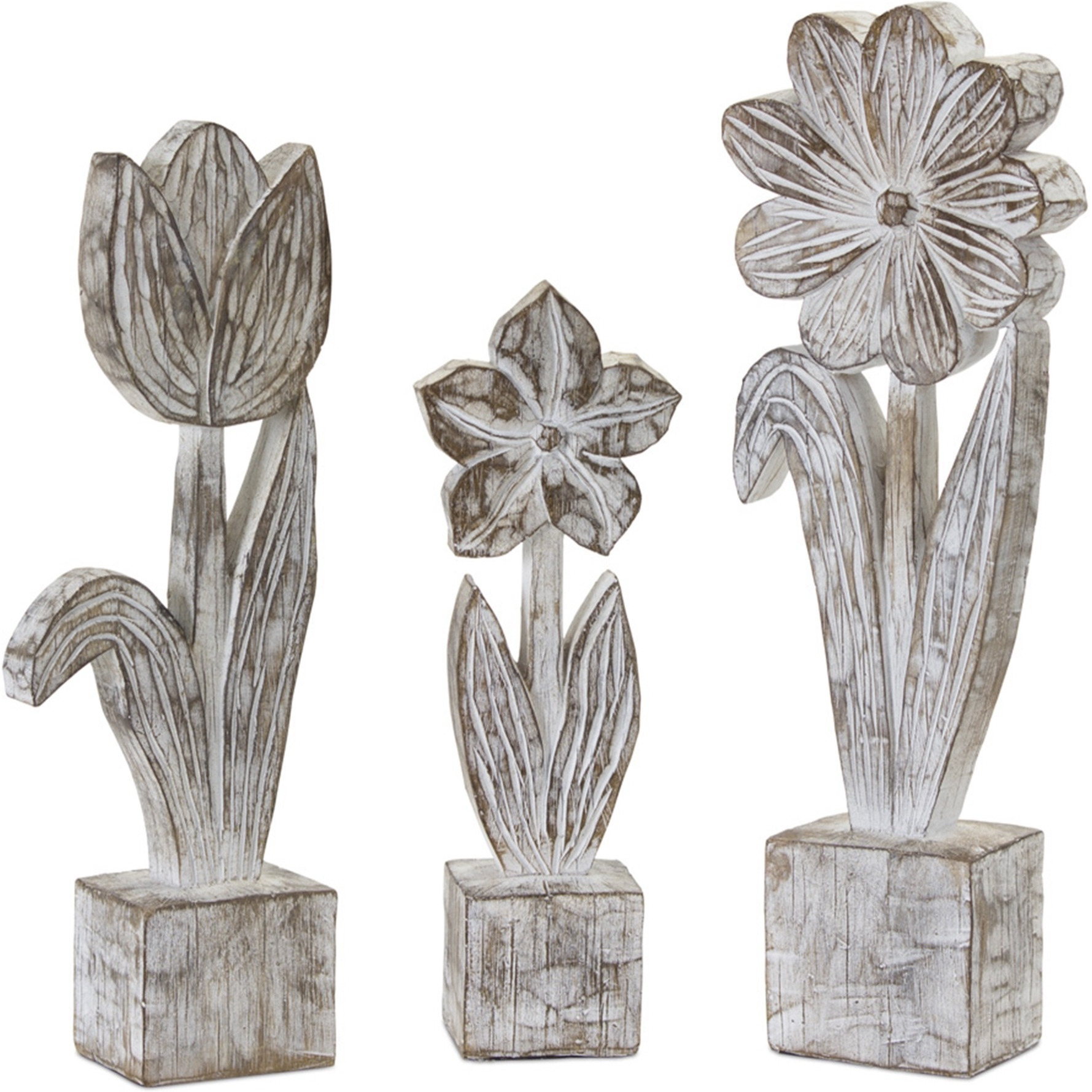 Potted Floral (Set of 3) 10.5&quotH, 12.75&quotH, 14.25&quotH Resin/Stone Powder