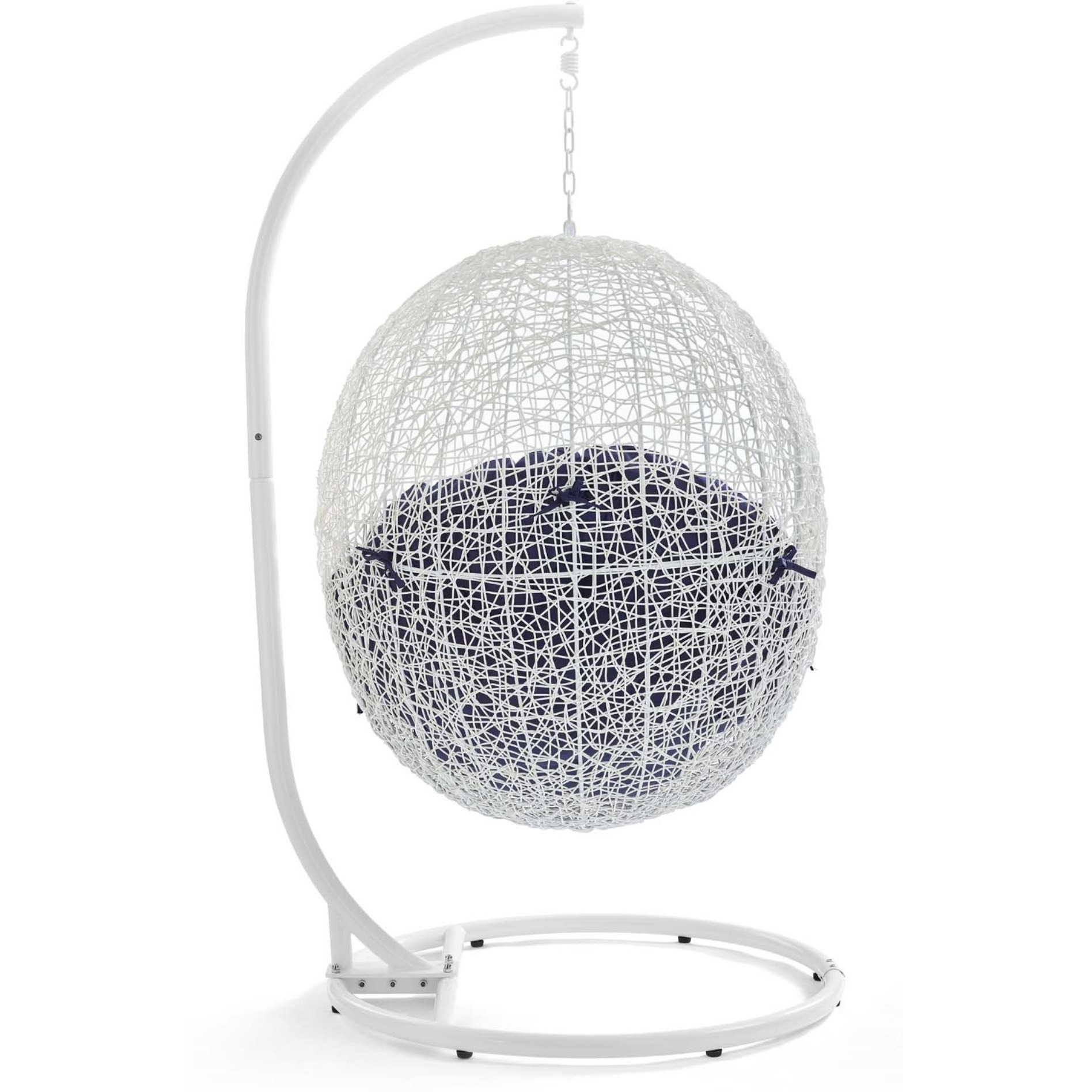 Hide Outdoor Patio Sunbrella Swing Chair With Stand White Navy