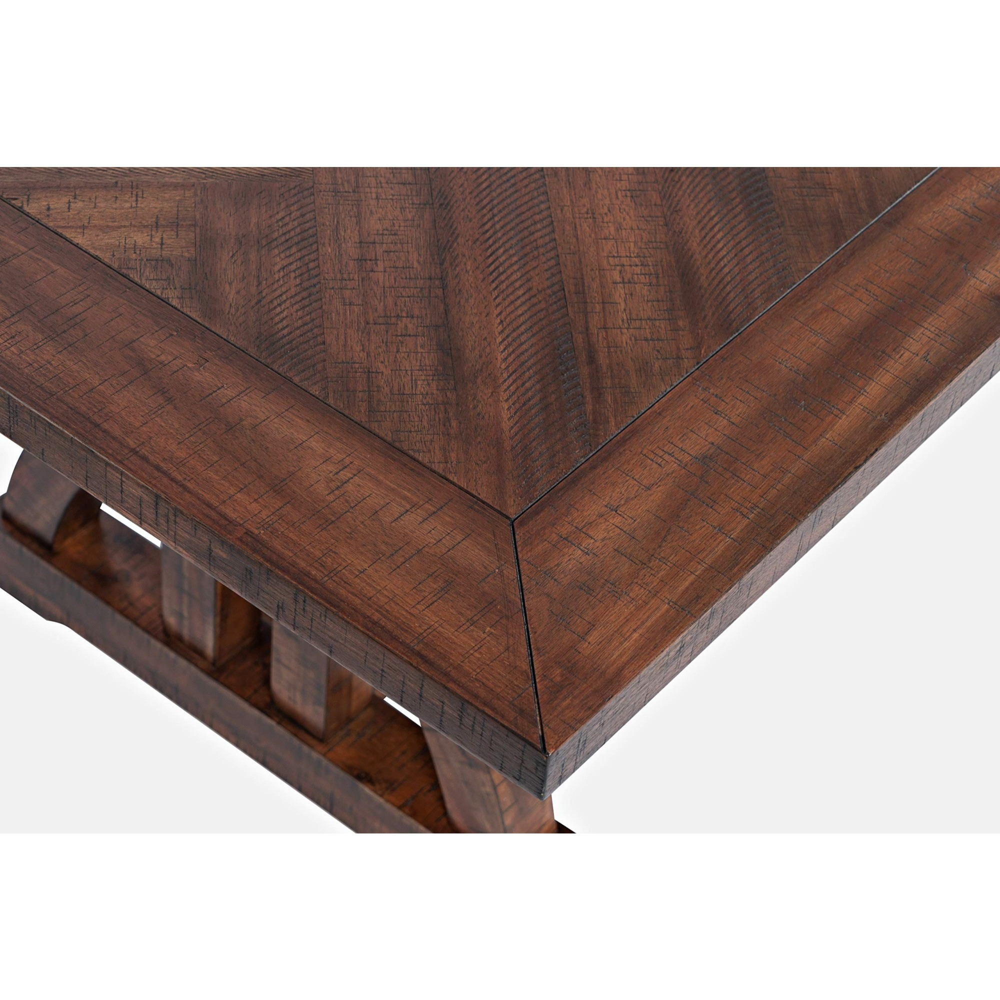 Fairview Transitional Herringbone Distressed Acacia Extension 78" Dining Table