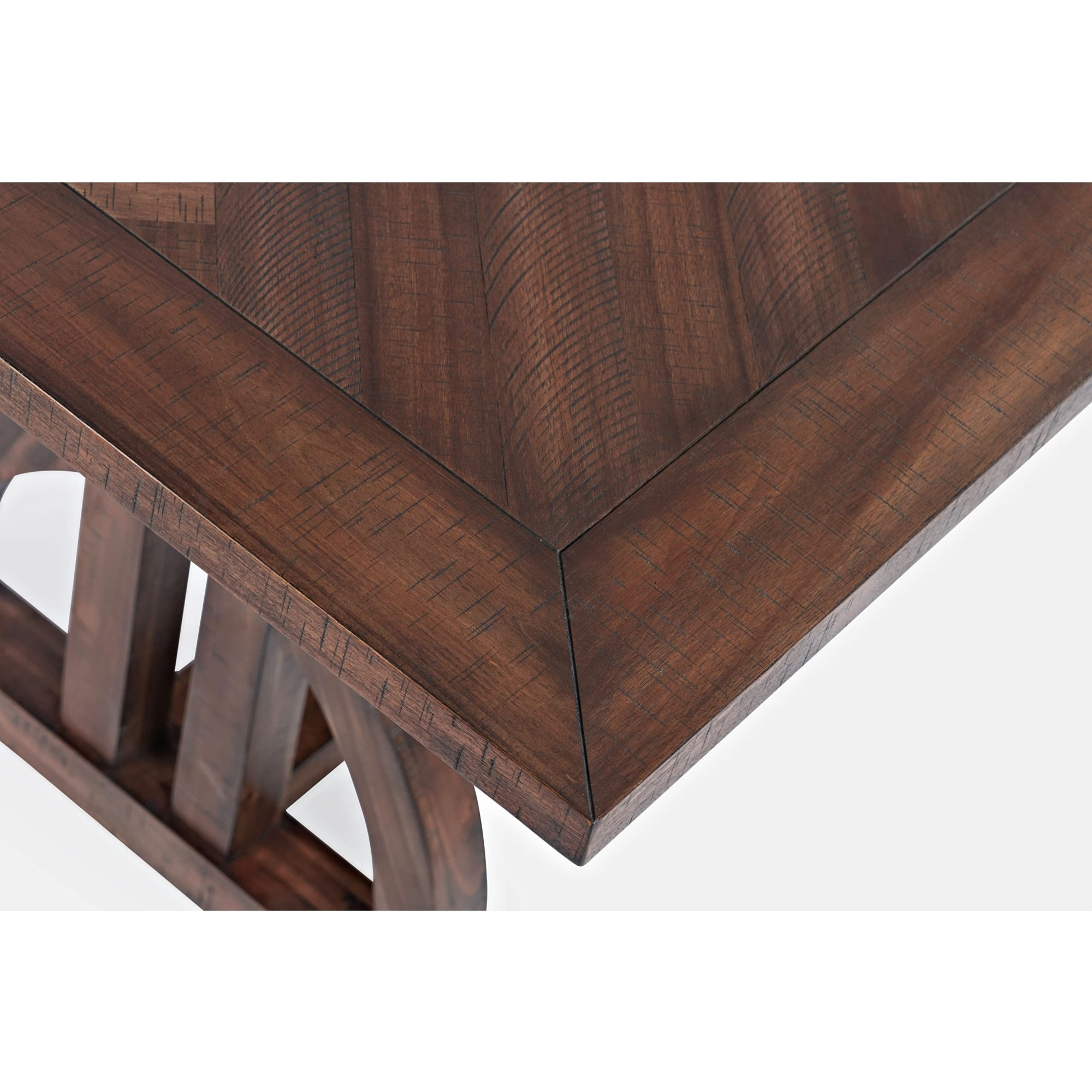 Fairview Transitional Herringbone Distressed Acacia Extension 78" Dining Table
