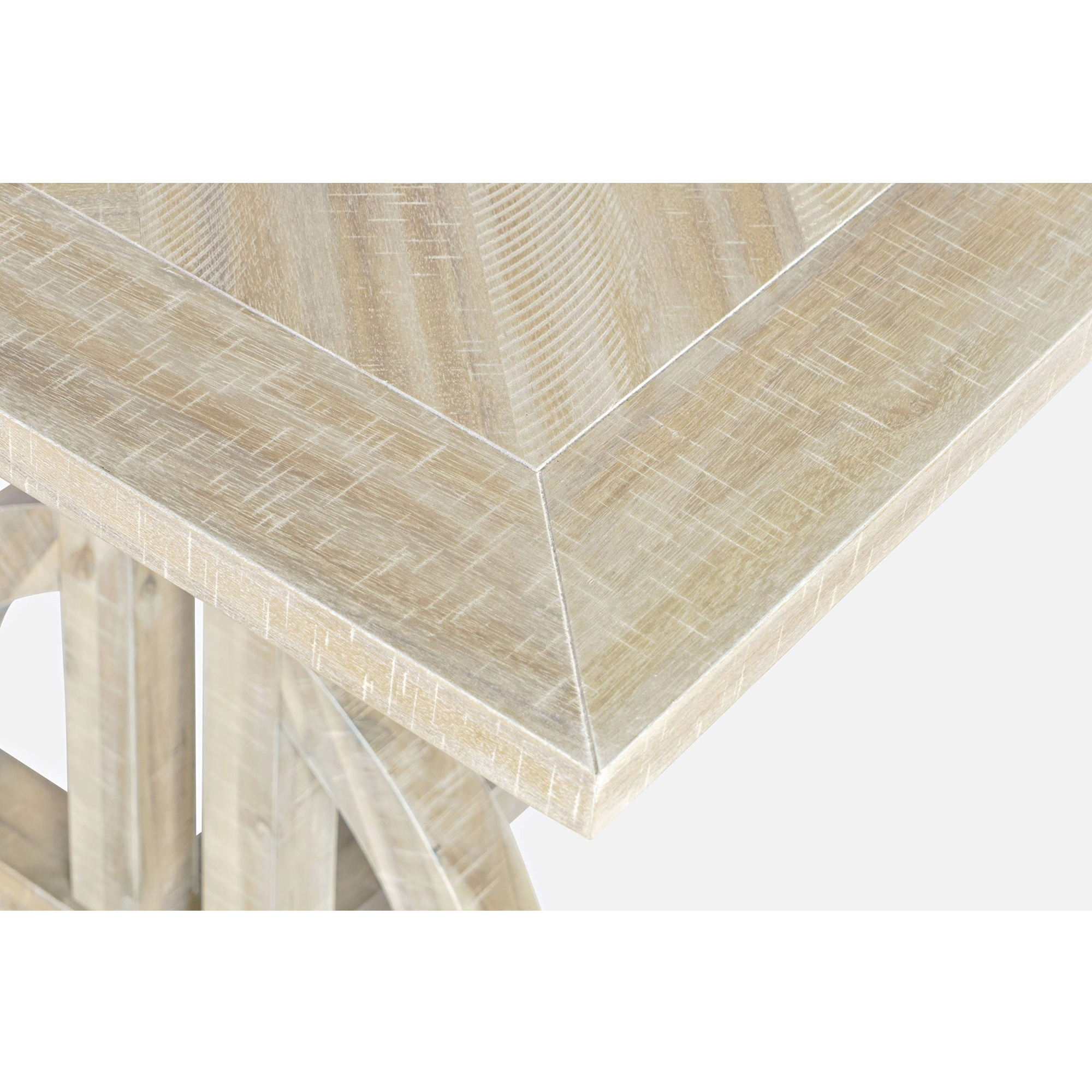 Fairview Transitional Herringbone Distressed Acacia Counter Height 78" Dining Table