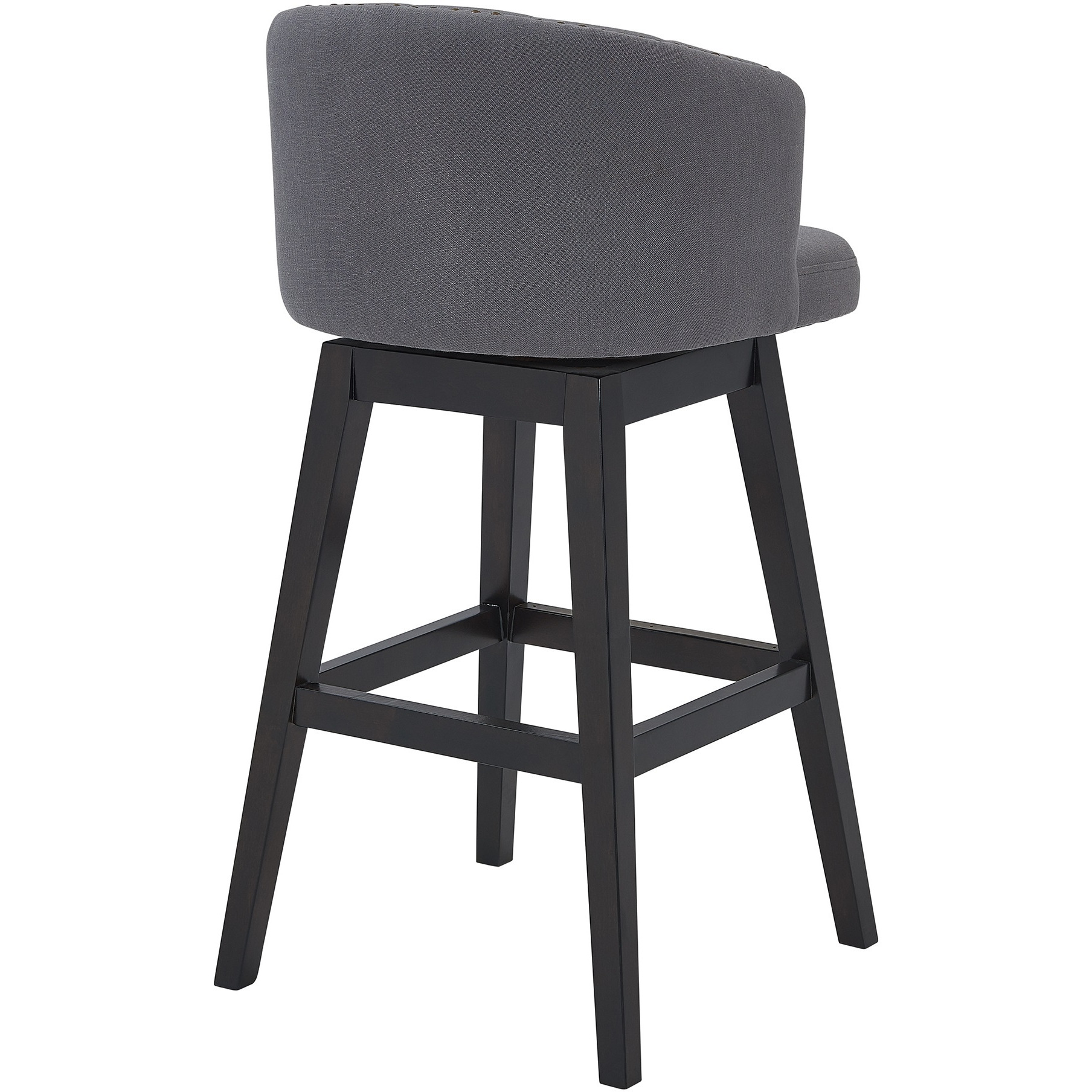 Celine 26" Counter Height Wood Swivel Tufted Barstool in Espresso Finish with Grey Fabric
