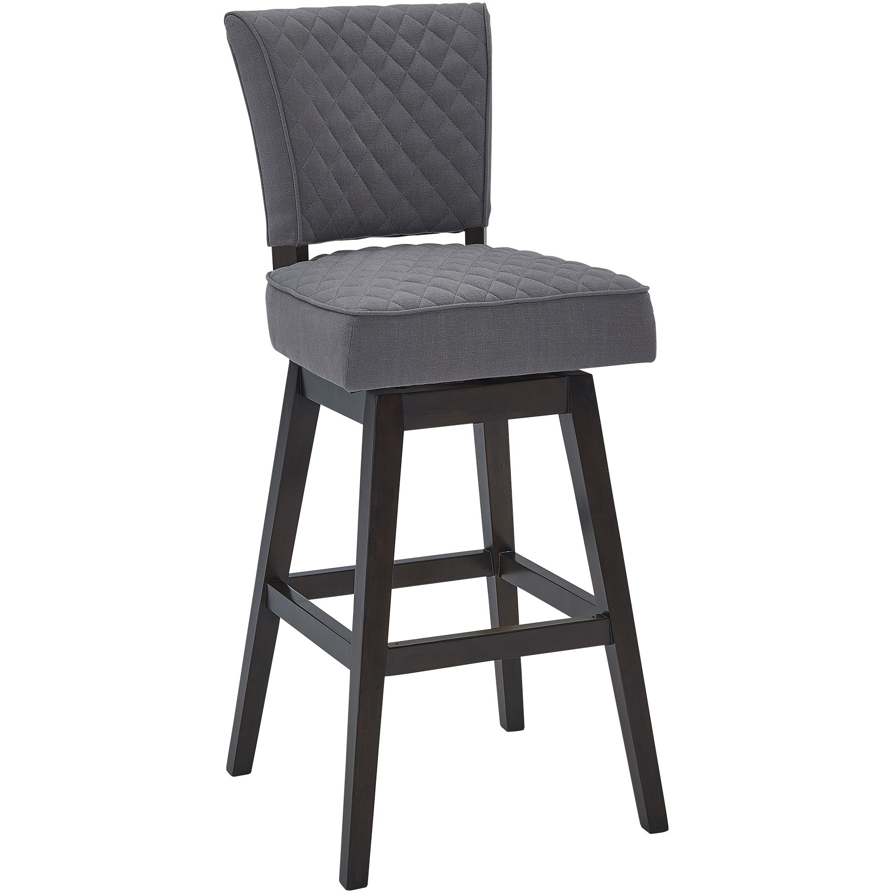 Gia 26" Counter Height Wood Swivel Tufted Barstool in Espresso Finish with Grey Fabric